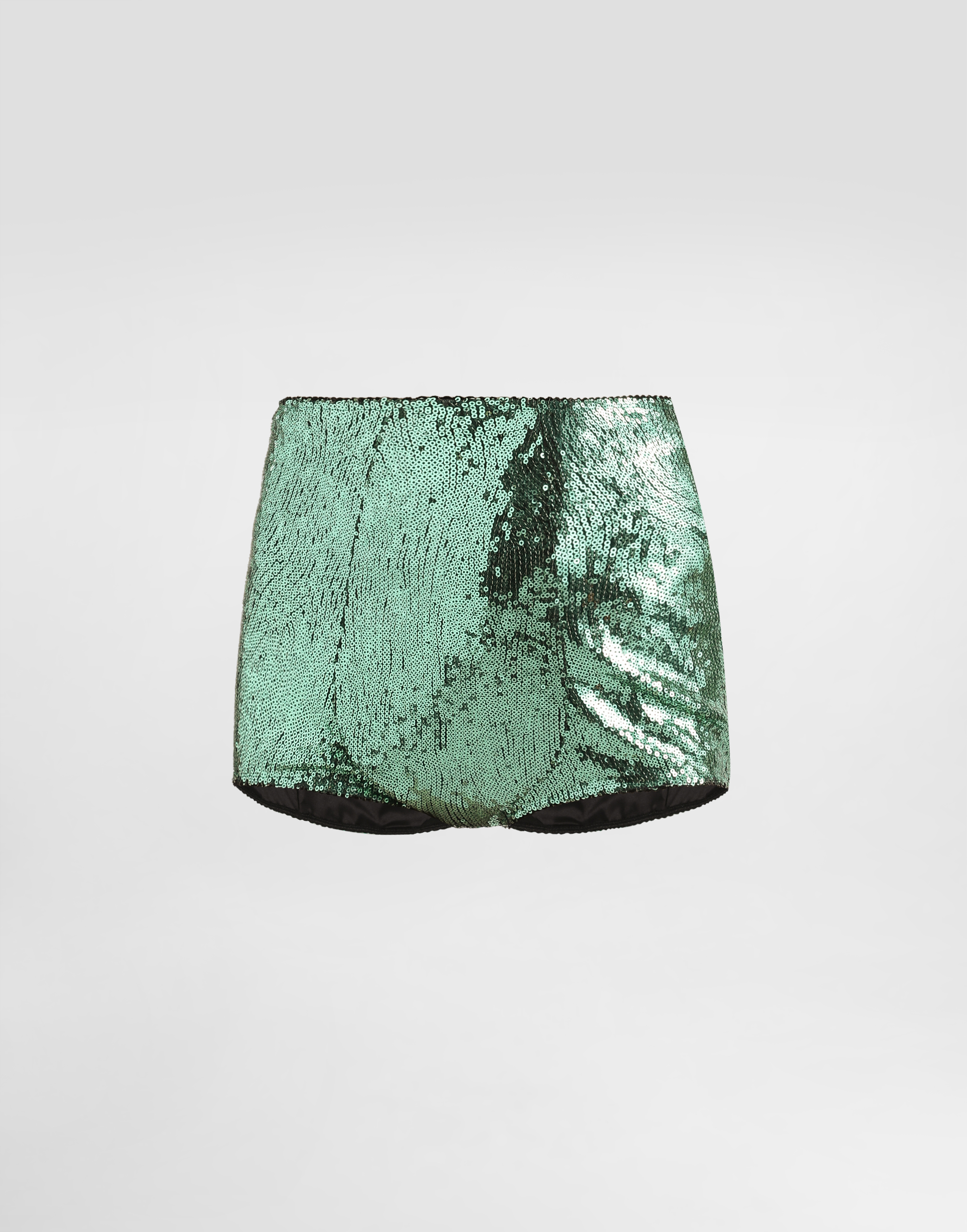 Dolce & Gabbana Sequined High-waisted Panties In Green