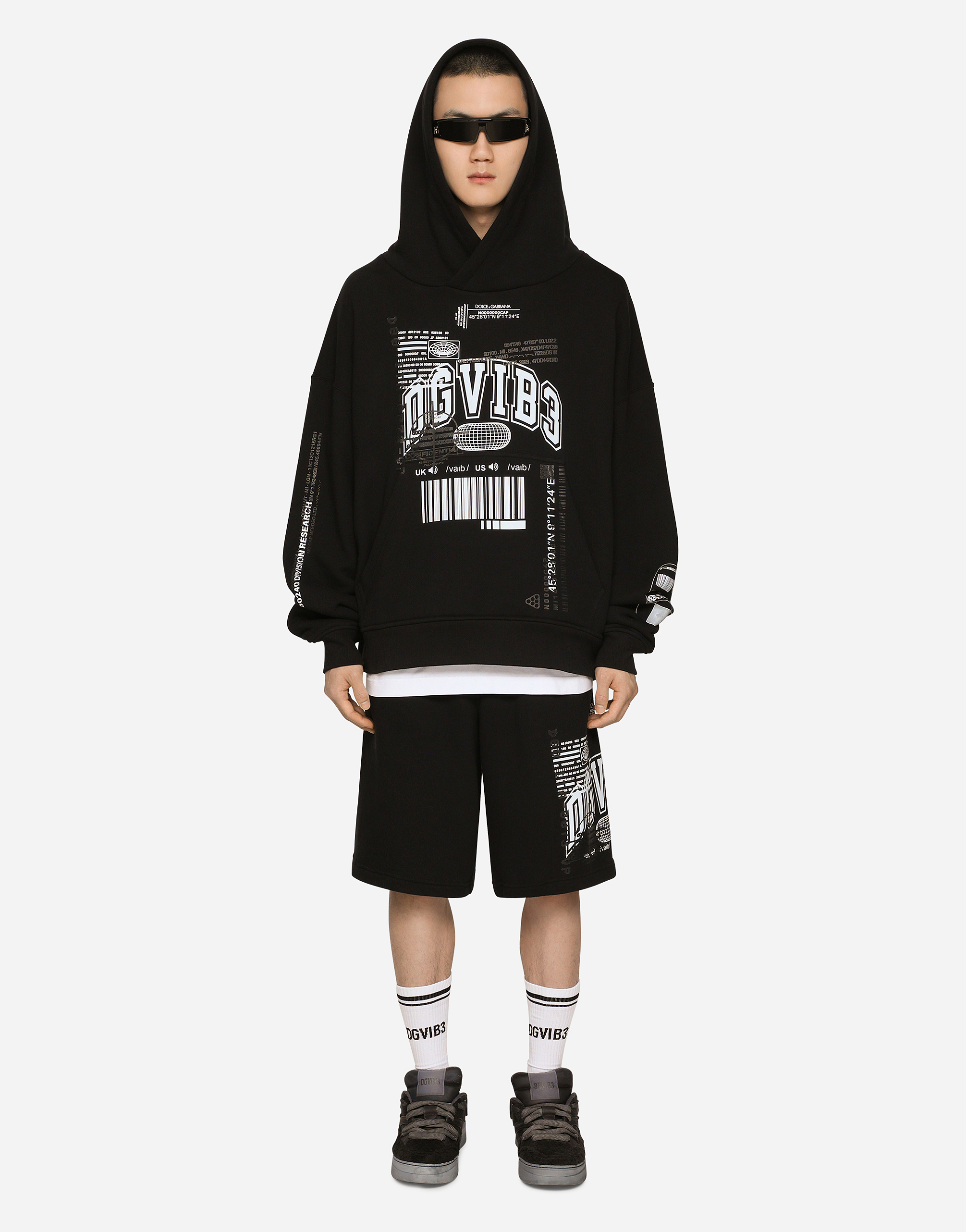 Jersey hoodie with DGVIB3 print in Black for Men | Dolce&Gabbana® US