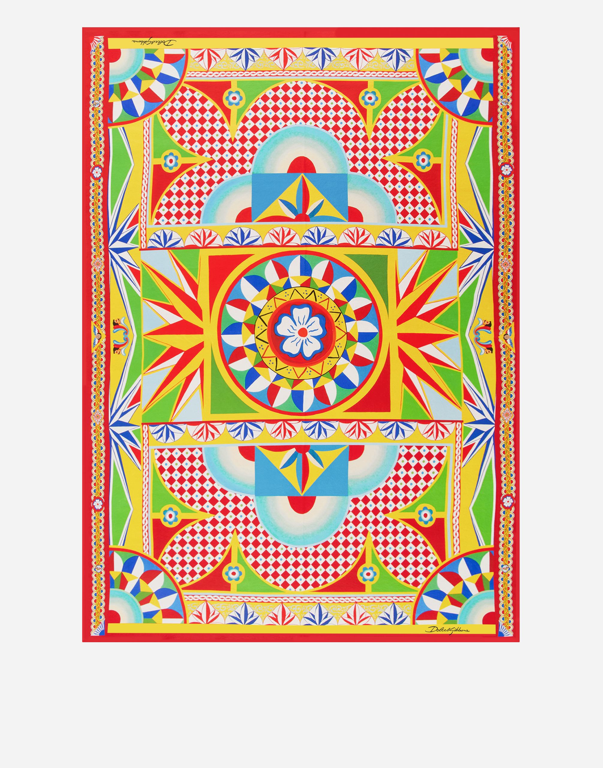 Dolce & Gabbana Silk Blanket Doubled With Wool Multicolor Unisex Onesize In Multicolor