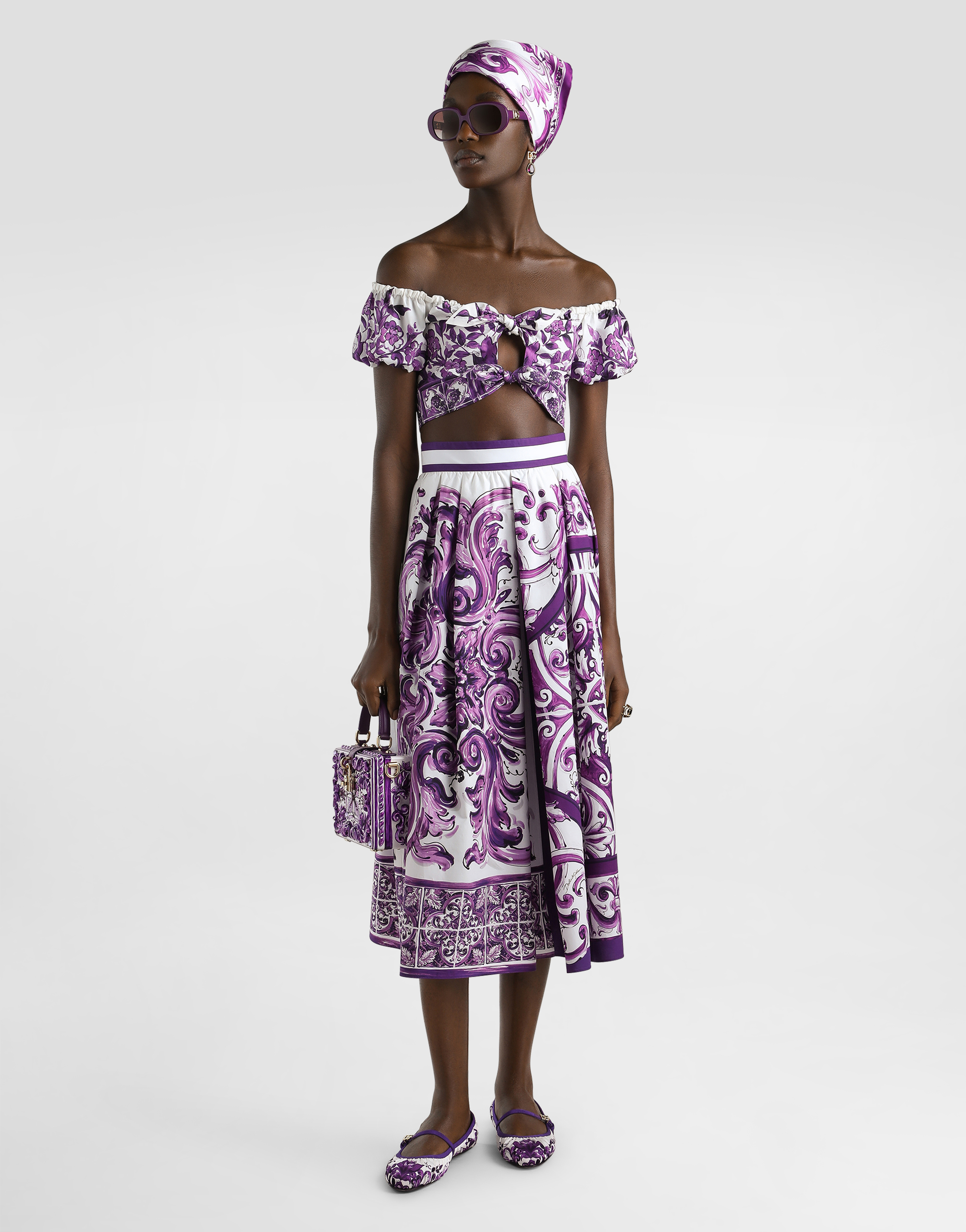 Shop Dolce & Gabbana Majolica-print Pleated Skirt