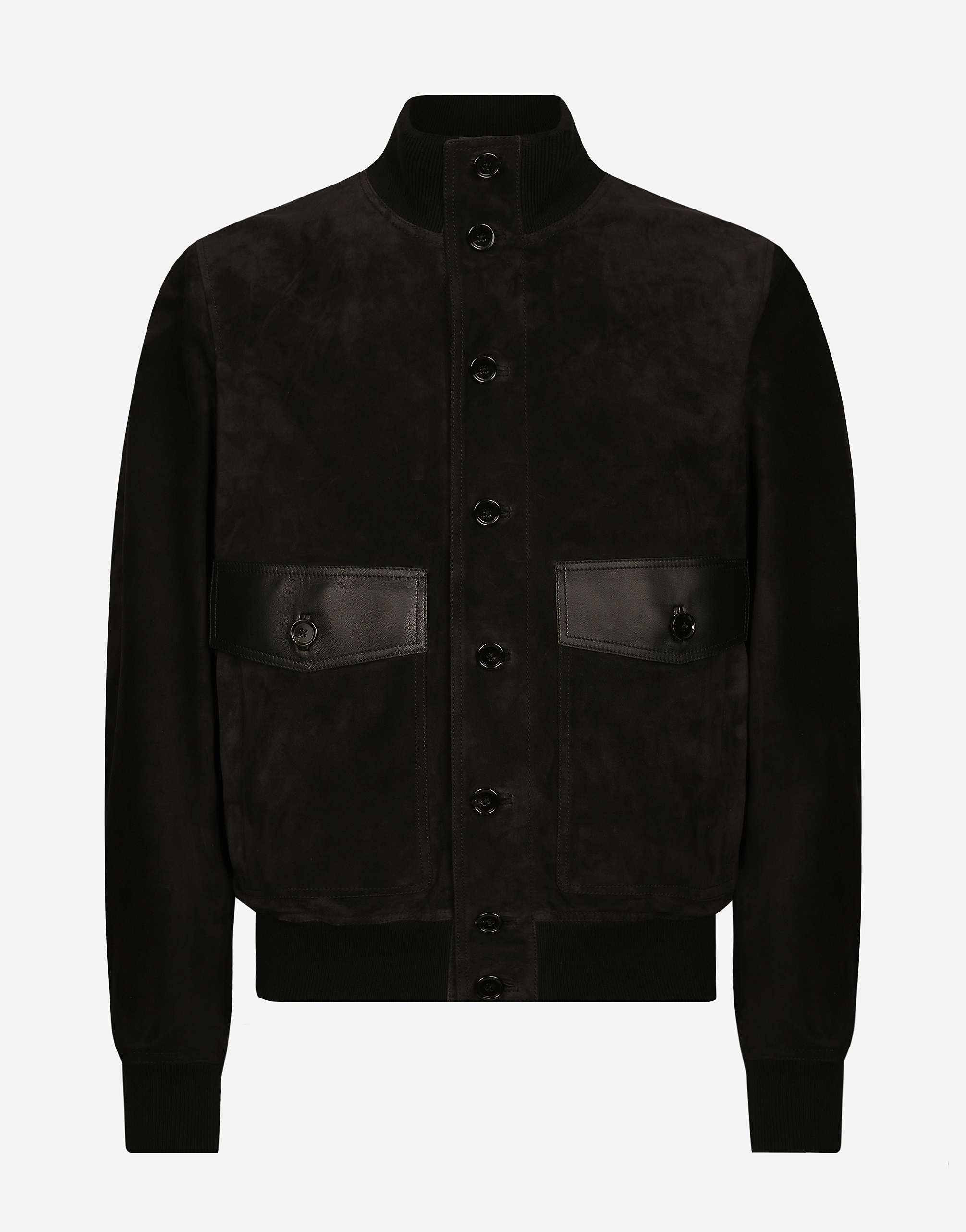 Dolce & Gabbana High-neck Suede Jacket - Man Coats And Jackets Black 54