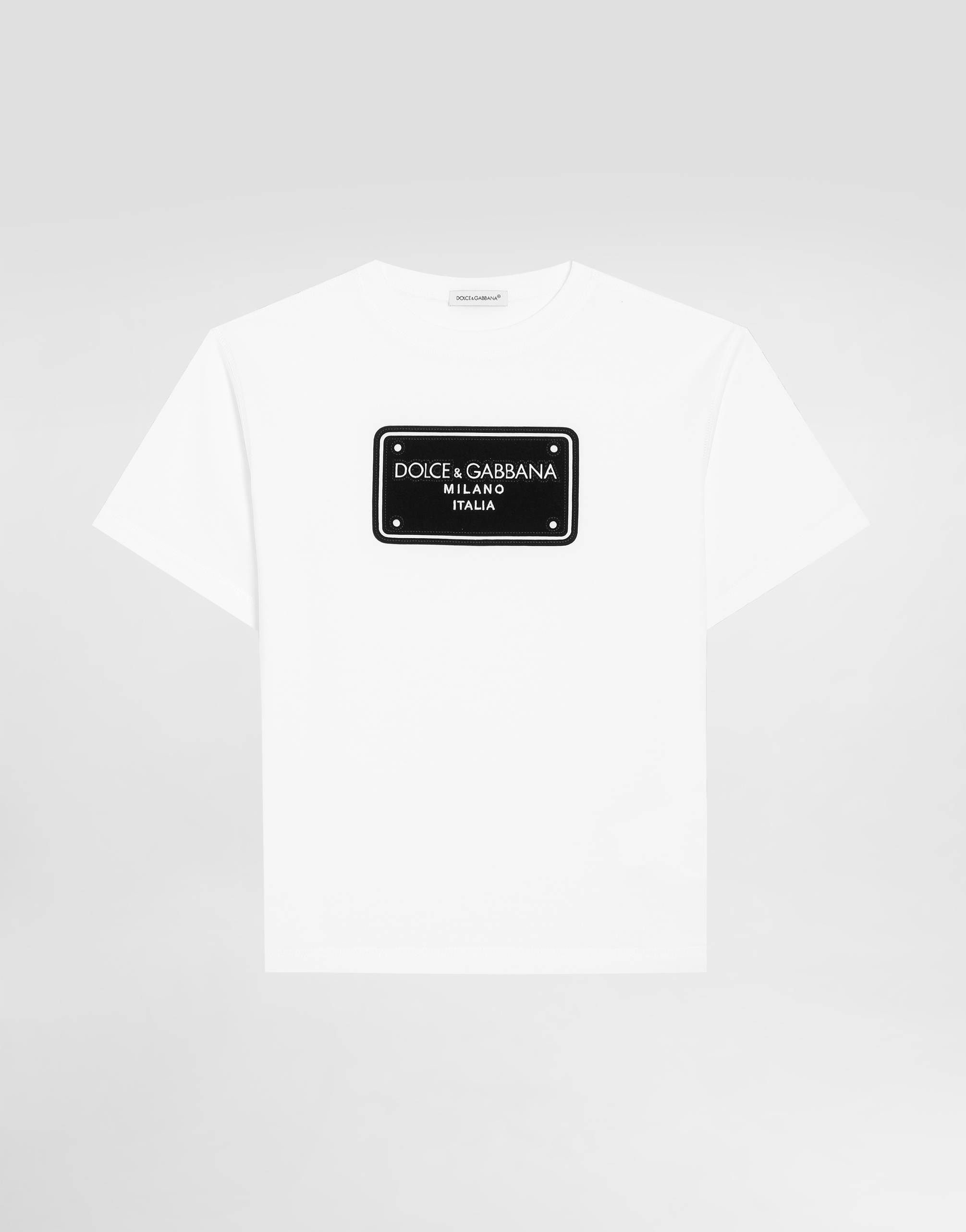 Dolce & Gabbana WHITE LOGO T-SHIRT プリント Tシャツ ロゴ Jersey T-shirt with logo tag in White for Boys