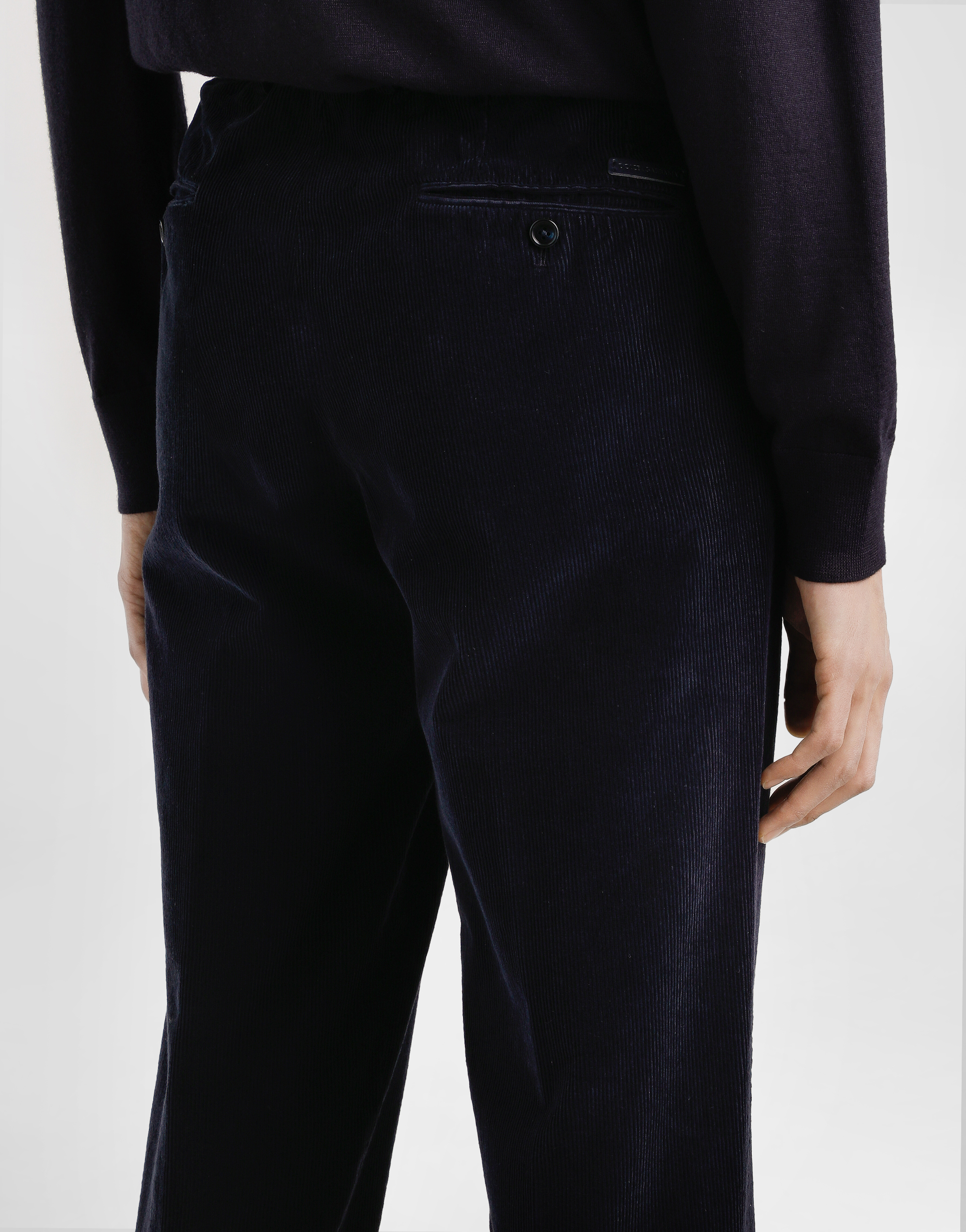 Garment-dyed velvet trousers