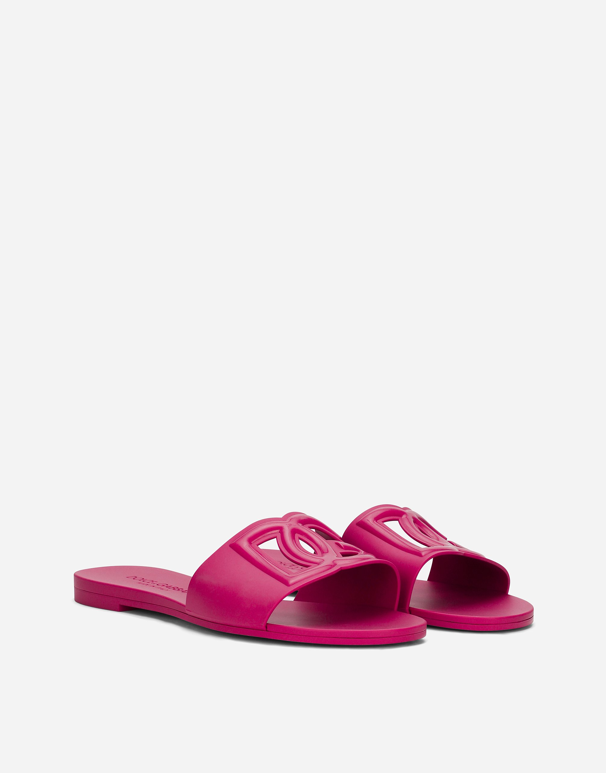 Dolce & Gabbana Bianca Interlock Slide Sandal In Fuchsia