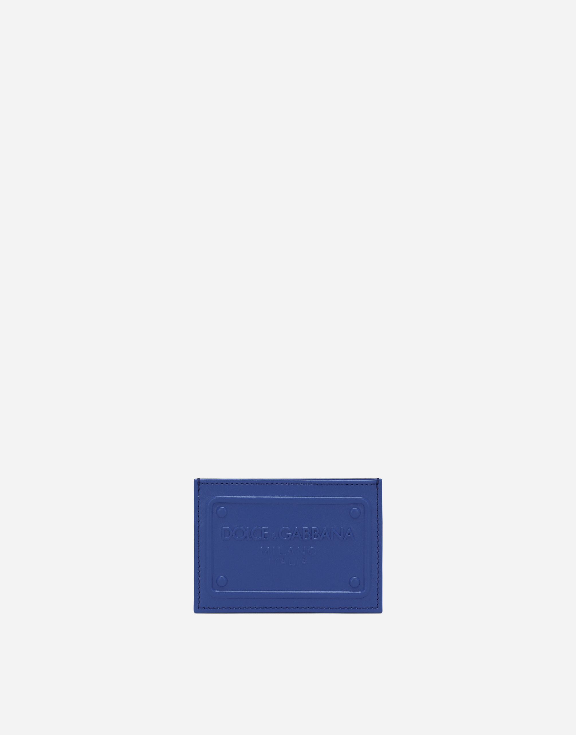 Dolce & Gabbana Portacarte In Pelle Di Vitello Con Logo In Rilievo In Blue