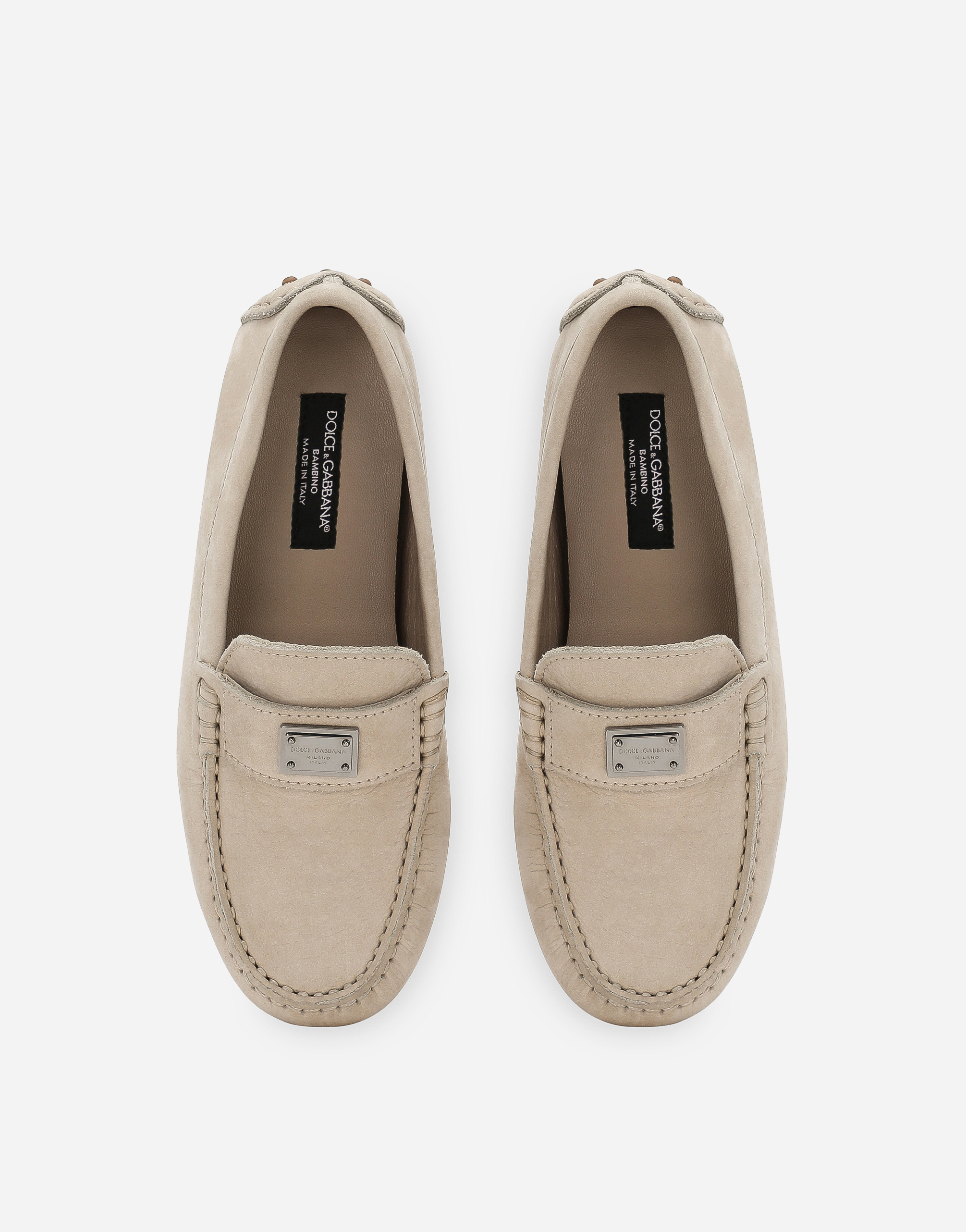 Shop Dolce & Gabbana Nubuck Loafers In Beige