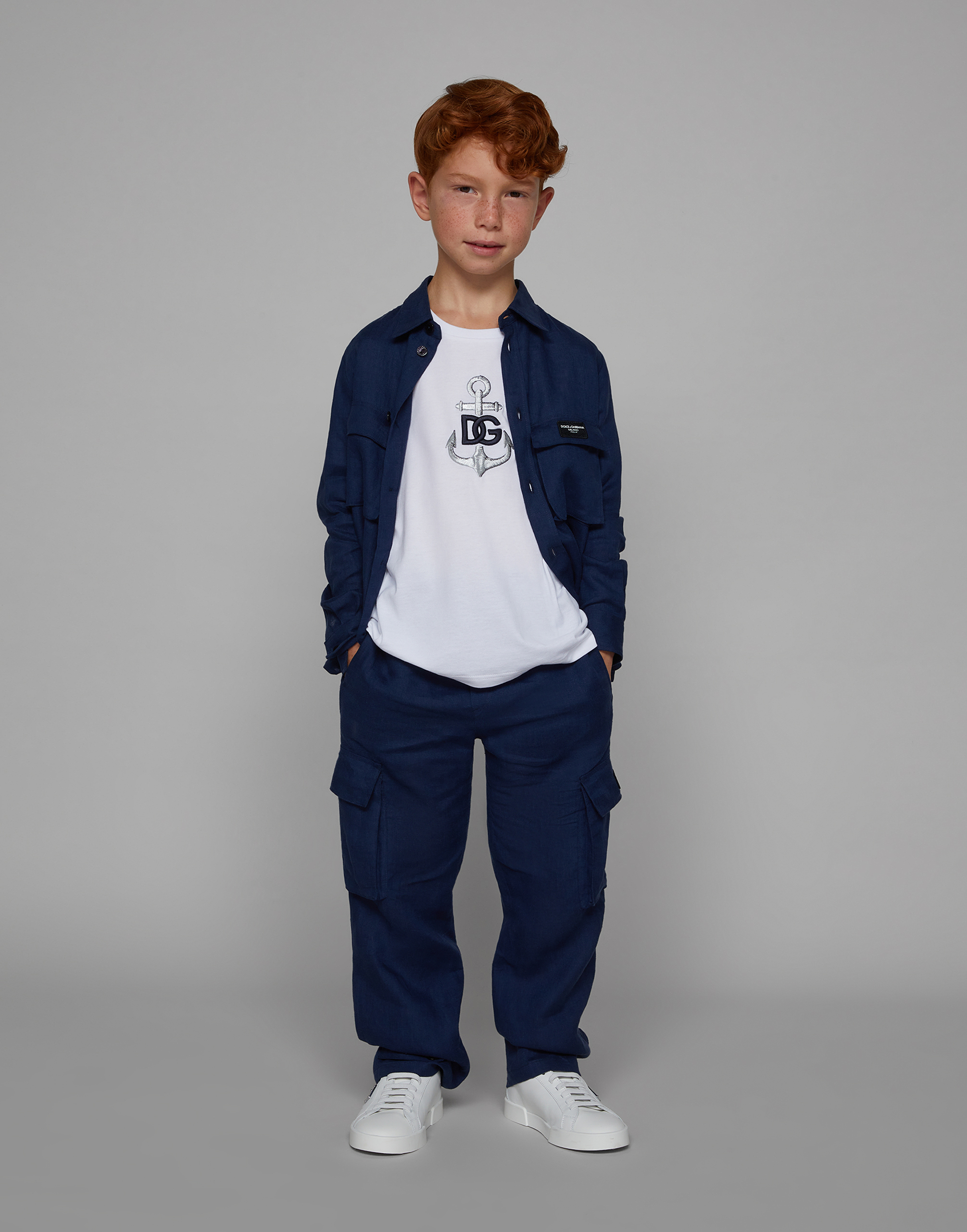 Dolce & Gabbana Camicia Manic. Lunga In Blu Scuro