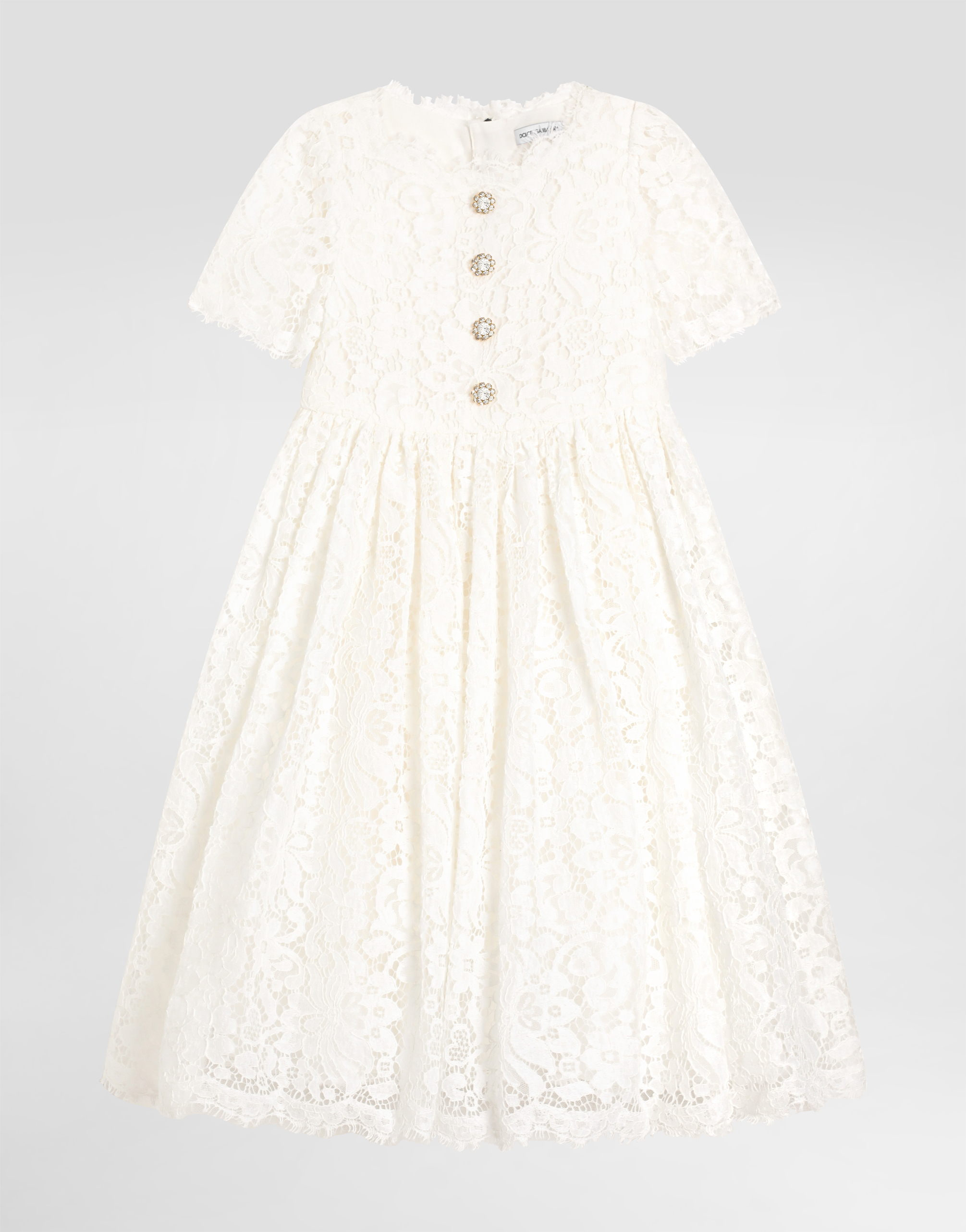 Whiteのガールズ レース ドレス | Dolce&Gabbana®