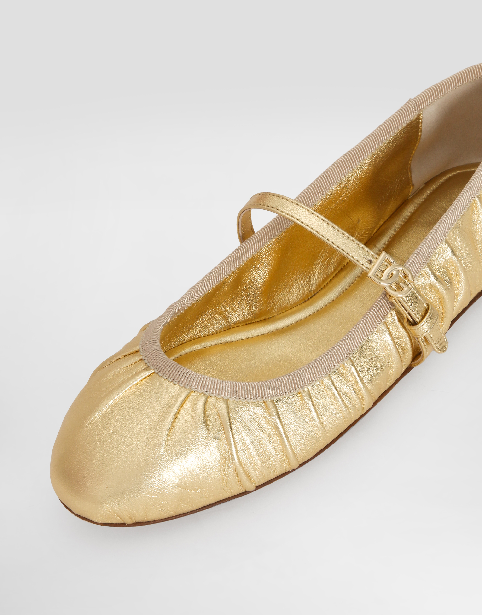 Dolce & Gabbana Nappa Mordore Ballet Flats In Gold