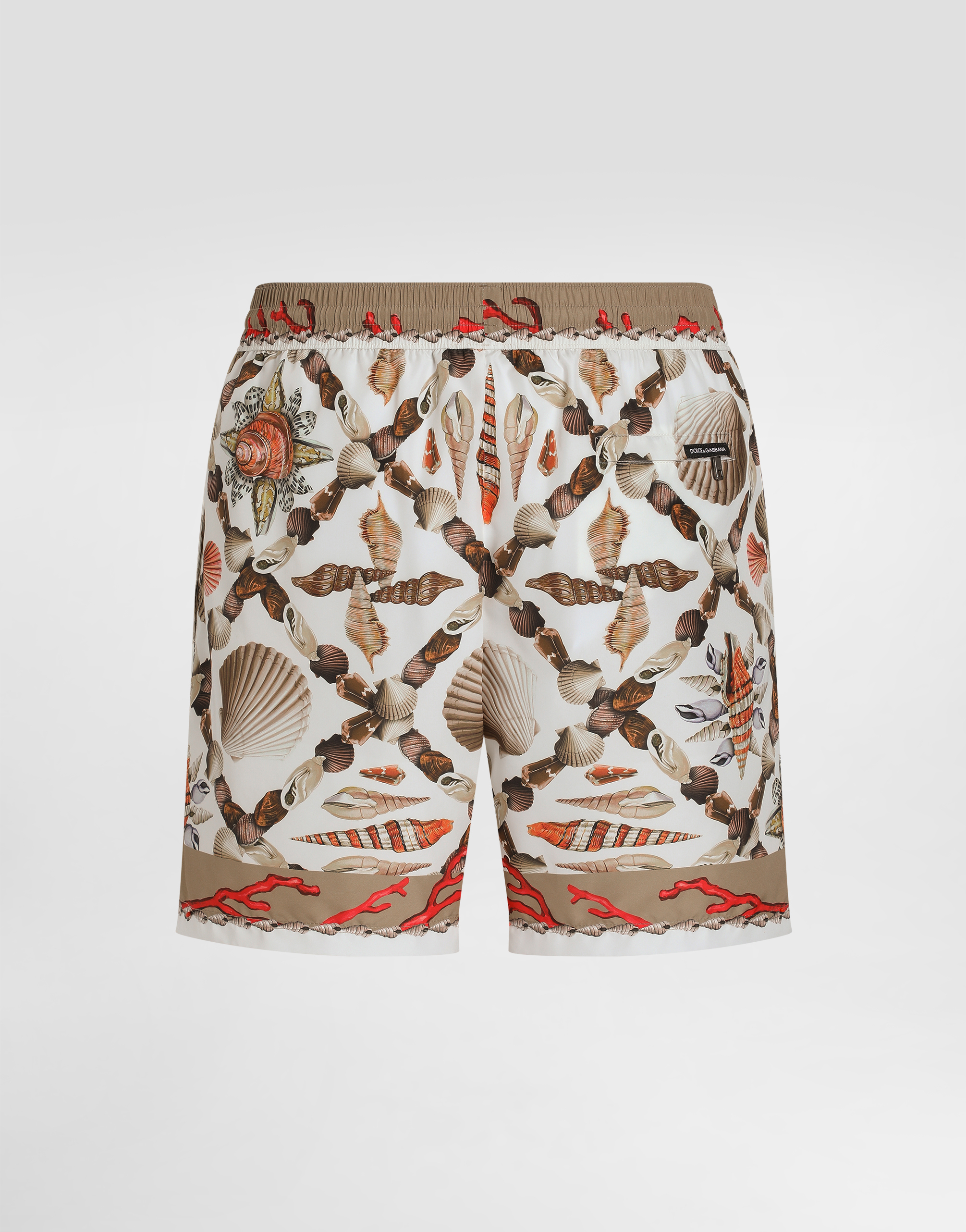 Dolce & Gabbana Shell-print Swim Shorts In Brown