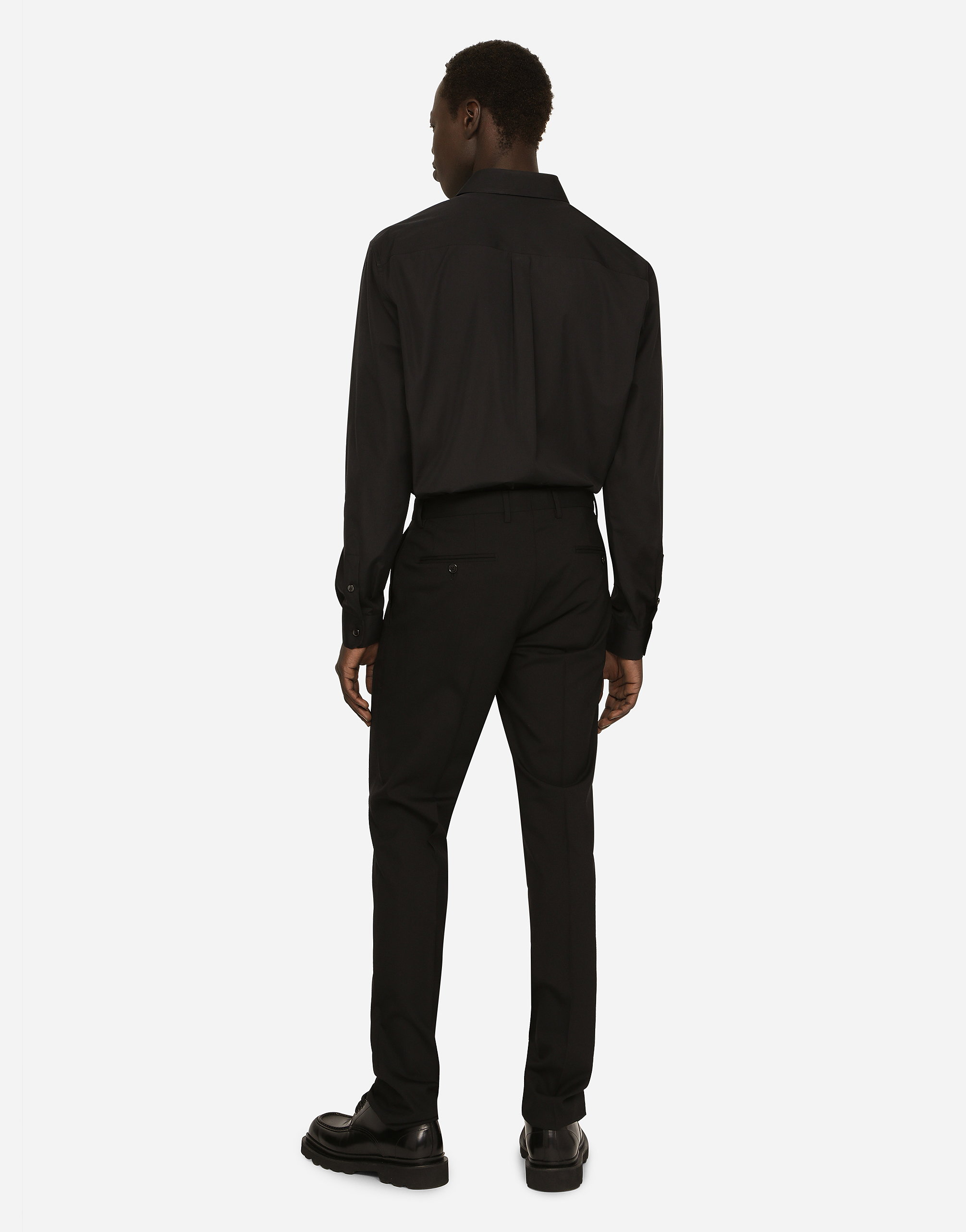 Dolce & Gabbana Cotton Martini-fit Shirt With Branded Tag In Black