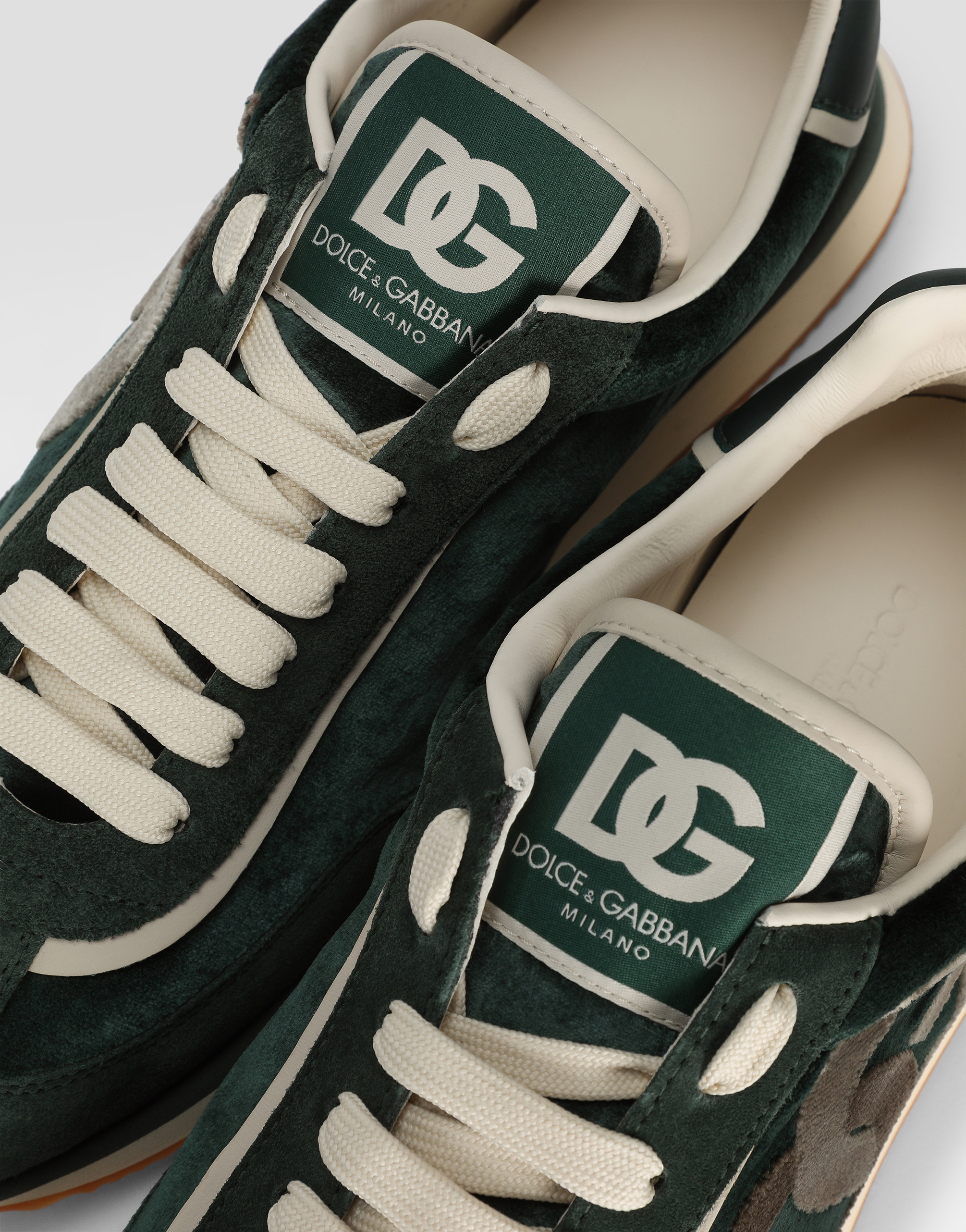 Dolce & Gabbana Cushion Low-top Sneakers Featuring Suede Inserts In Green