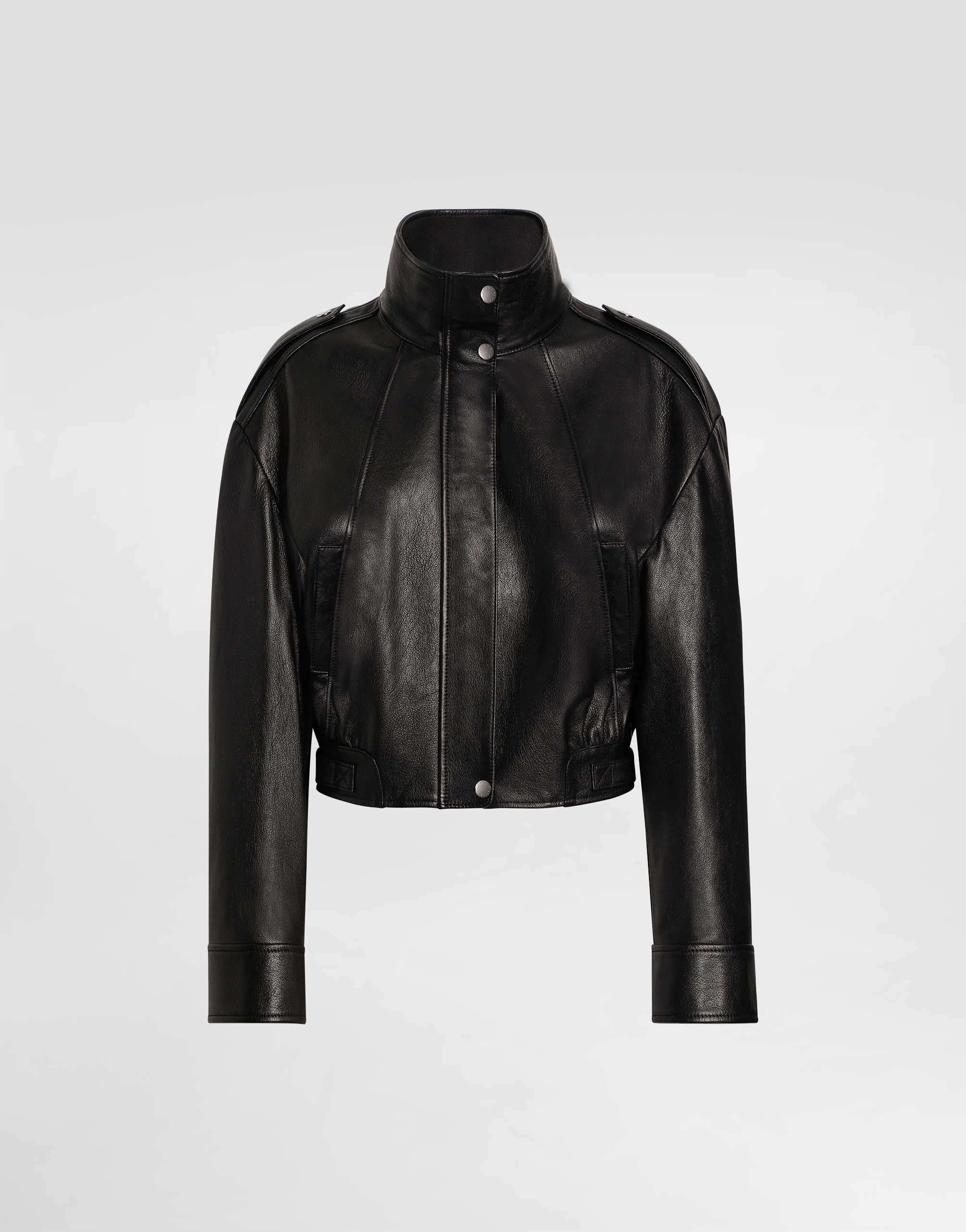 Dolce & Gabbana Plongé Goat Leather Jacket In Black