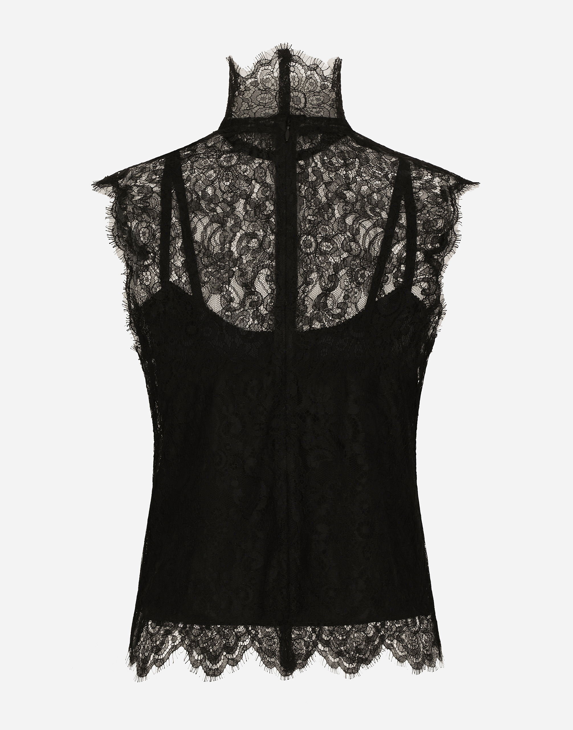  Dolce & Gabbana Top Sans Manches En Dentelle De Chantilly - Femme Tops Et Chemisiers Noir Dentelle 54 