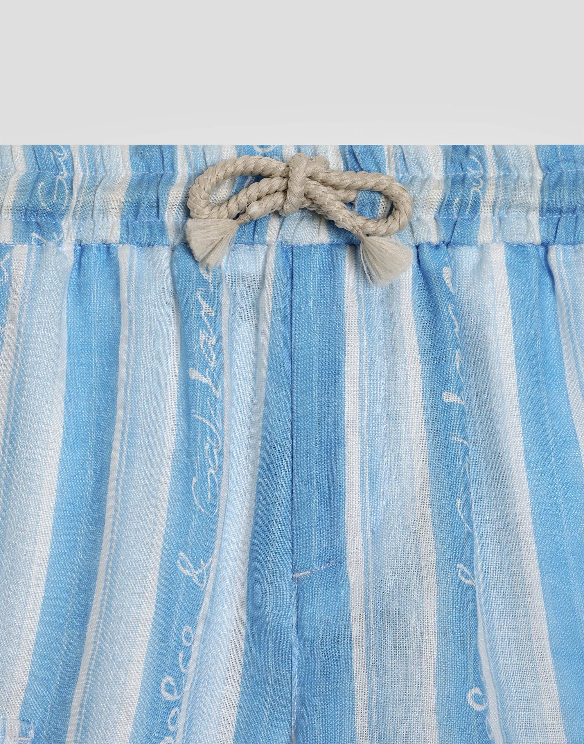 Dolce & Gabbana Canvas Cargo Shorts With Striped Print In Blue