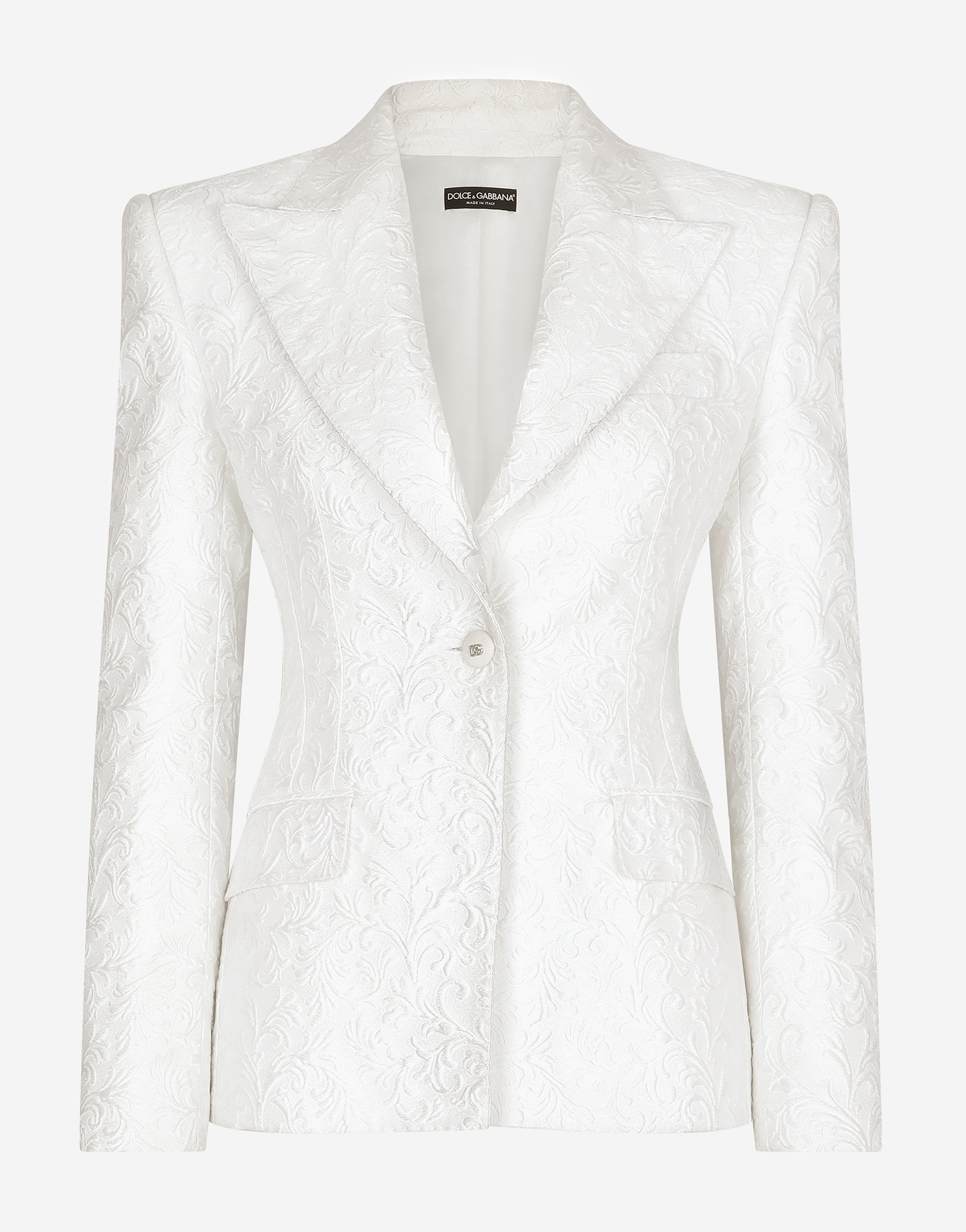 Shop Dolce & Gabbana Brocade Turlington Blazer In White