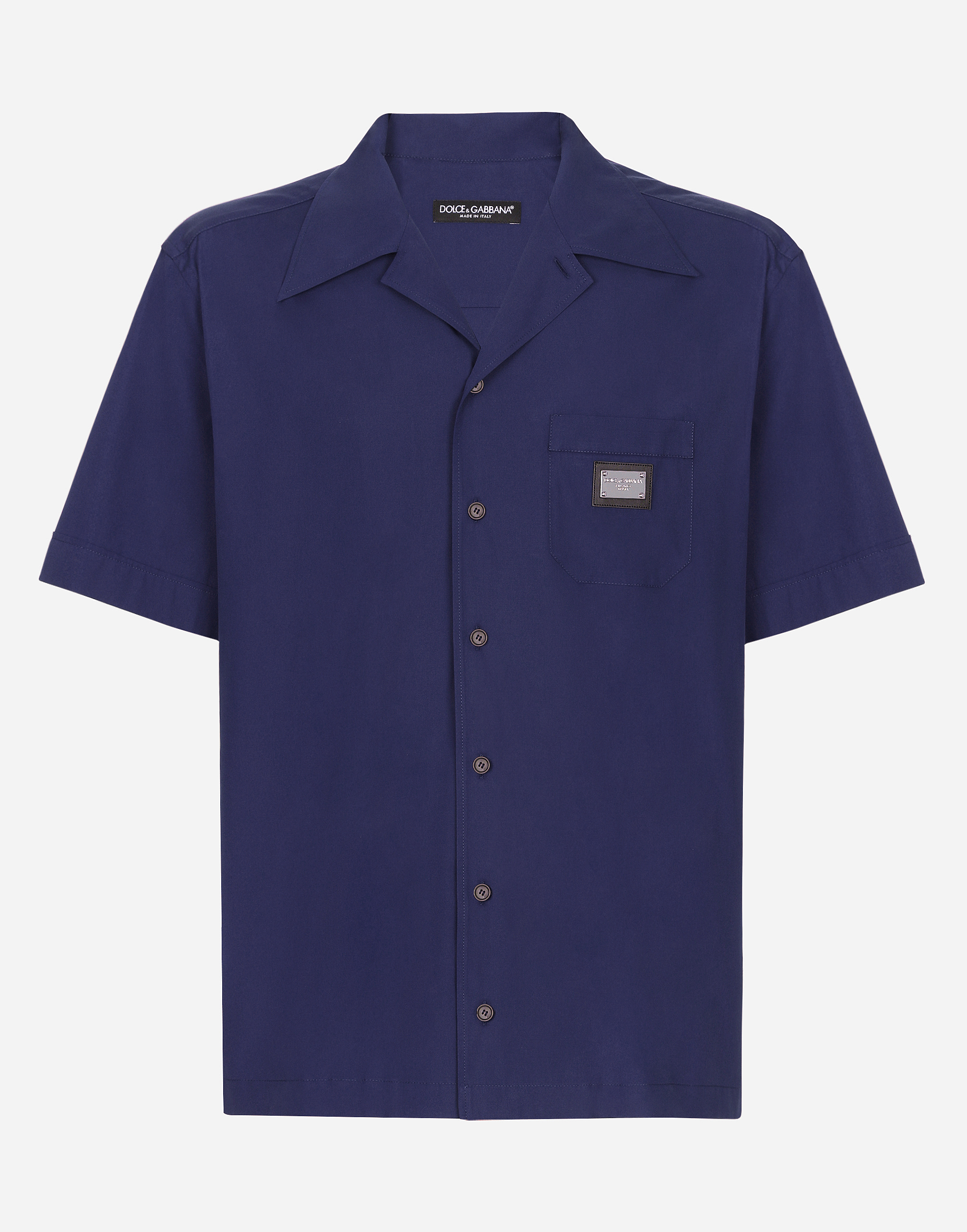 Cotton Hawaiian shirt with branded tag in Blue for Men