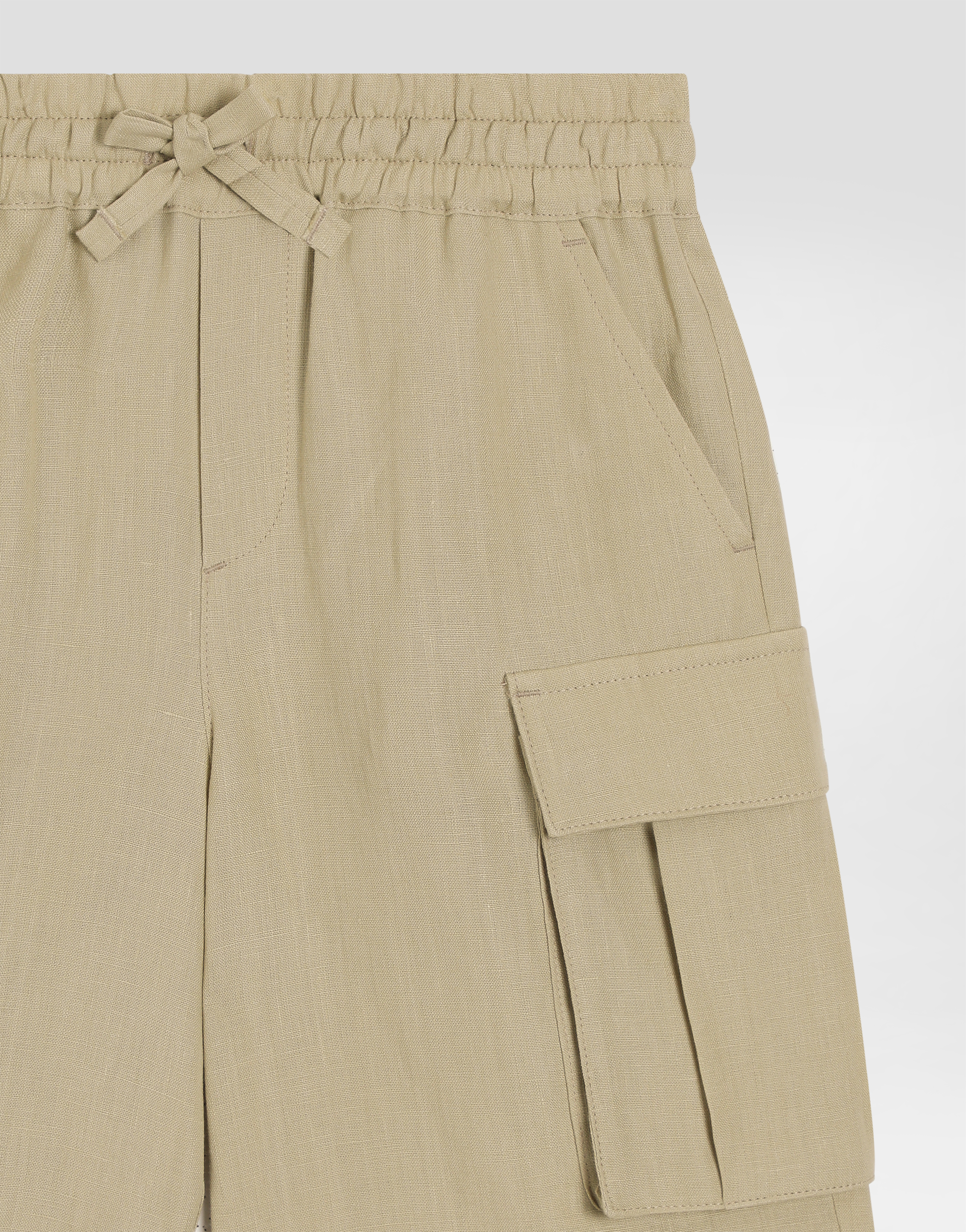 Dolce & Gabbana Linen Cargo Shorts With Dg Logo Embroidery In Beige