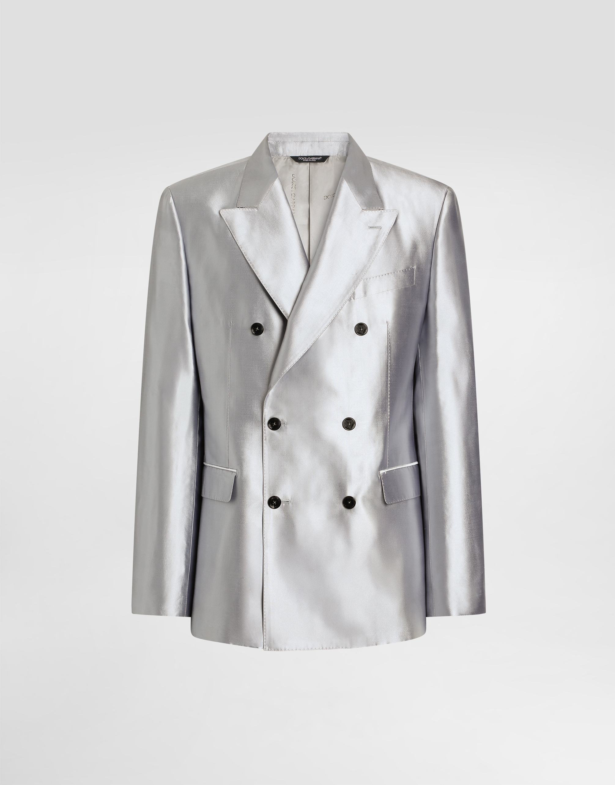 Dolce＆Gabbana 希少カラー シルバーアウター50インチ Greyのメンズ Sicilia light double-breasted silk shantung jacket