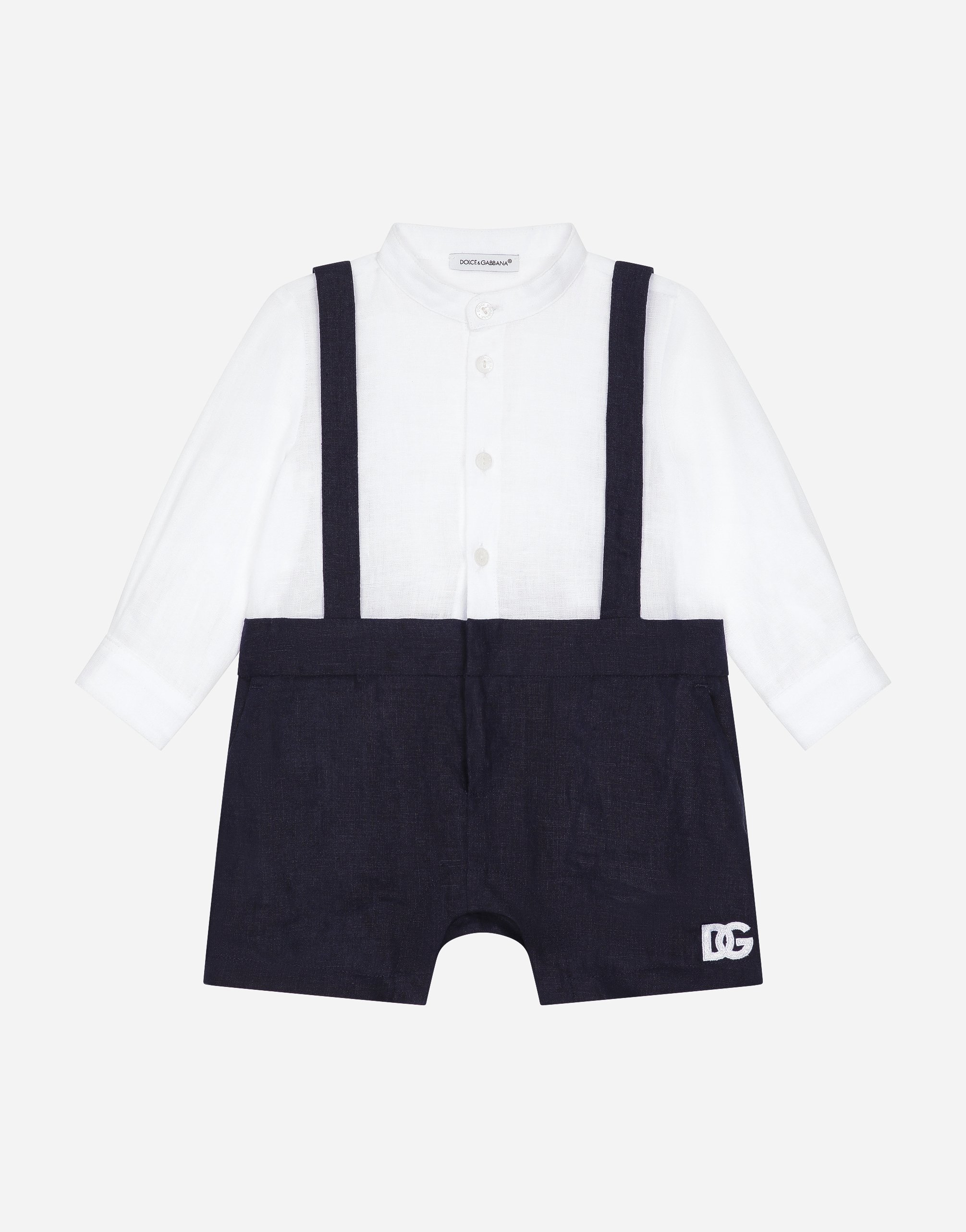 Linen onesie with braces