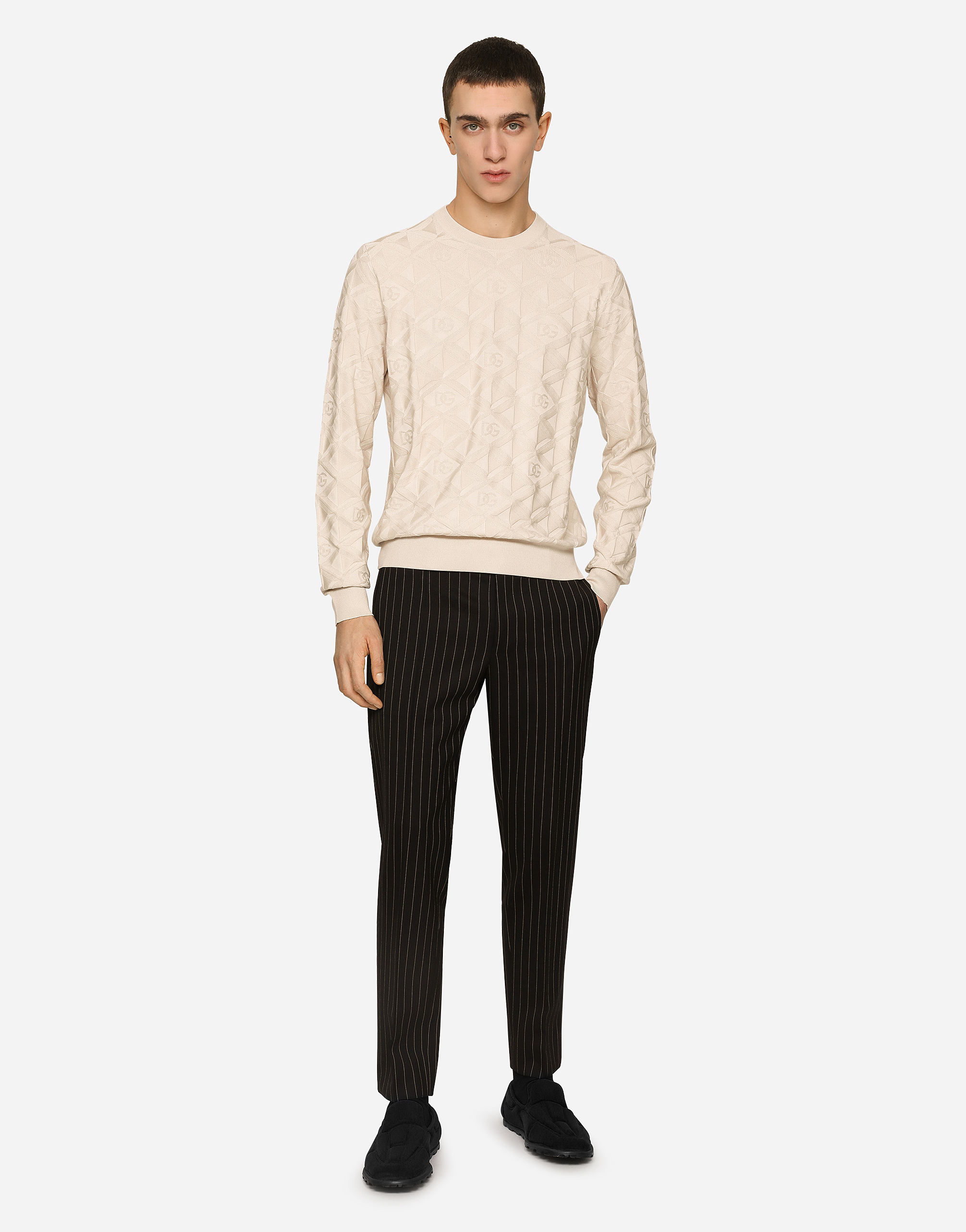 DOLCE & GABBANA PINSTRIPE STRETCH WOOL PANTS