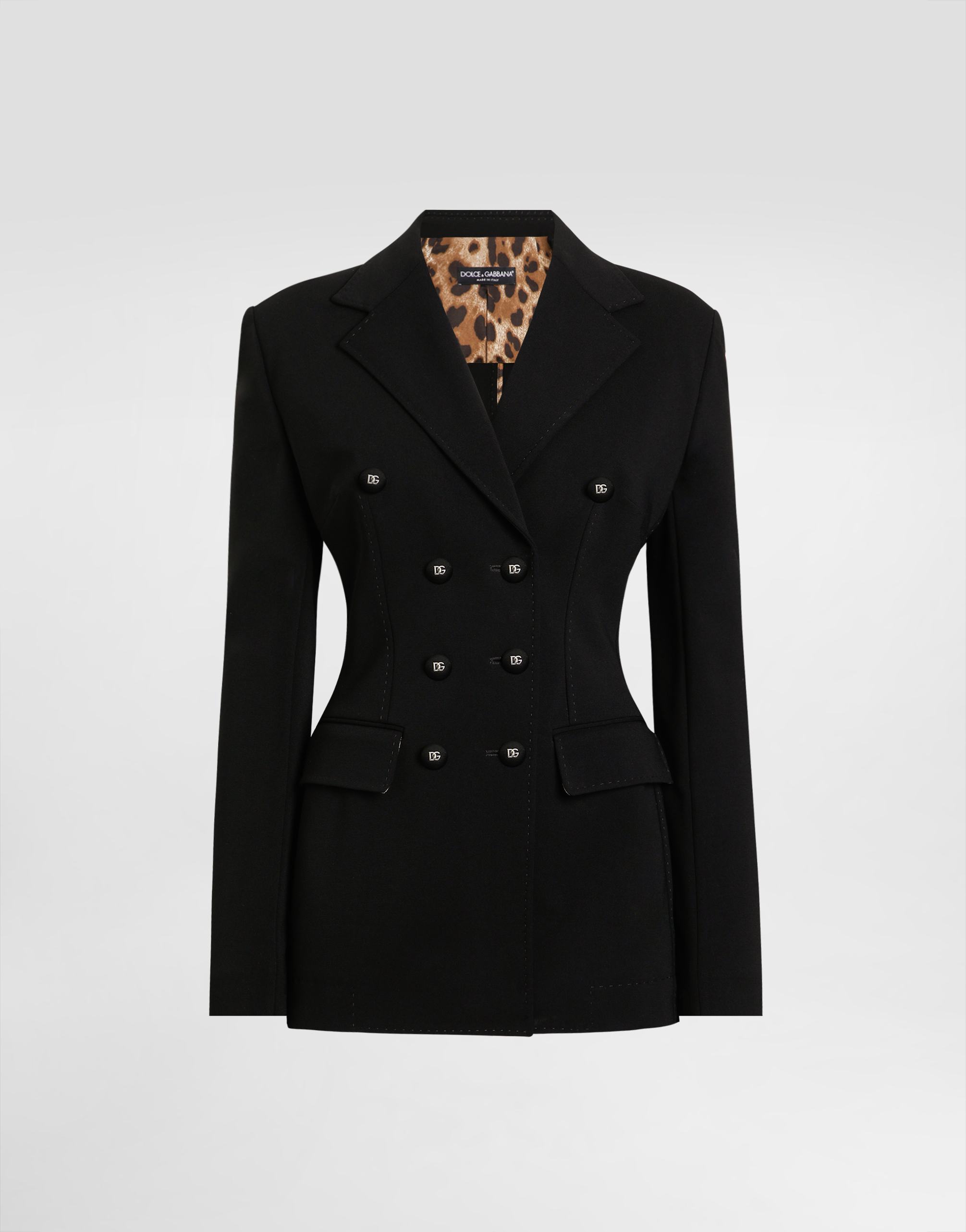 Dolce & Gabbana Double-breasted Turlington Jacket In Jersey Milano Rib - Woman Blazers Black Viscose