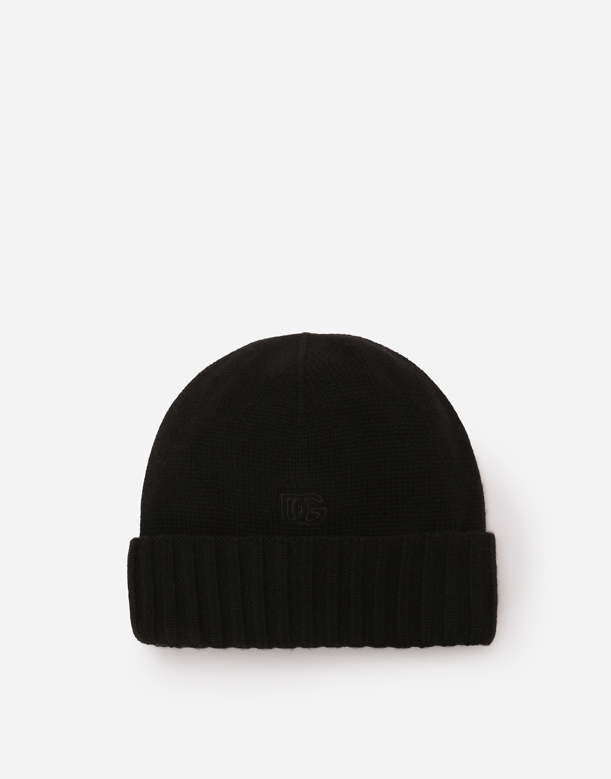 Dolce & Gabbana Cashmere Hat With Dg Logo Embroidery - Woman Hats And Gloves Black Onesize