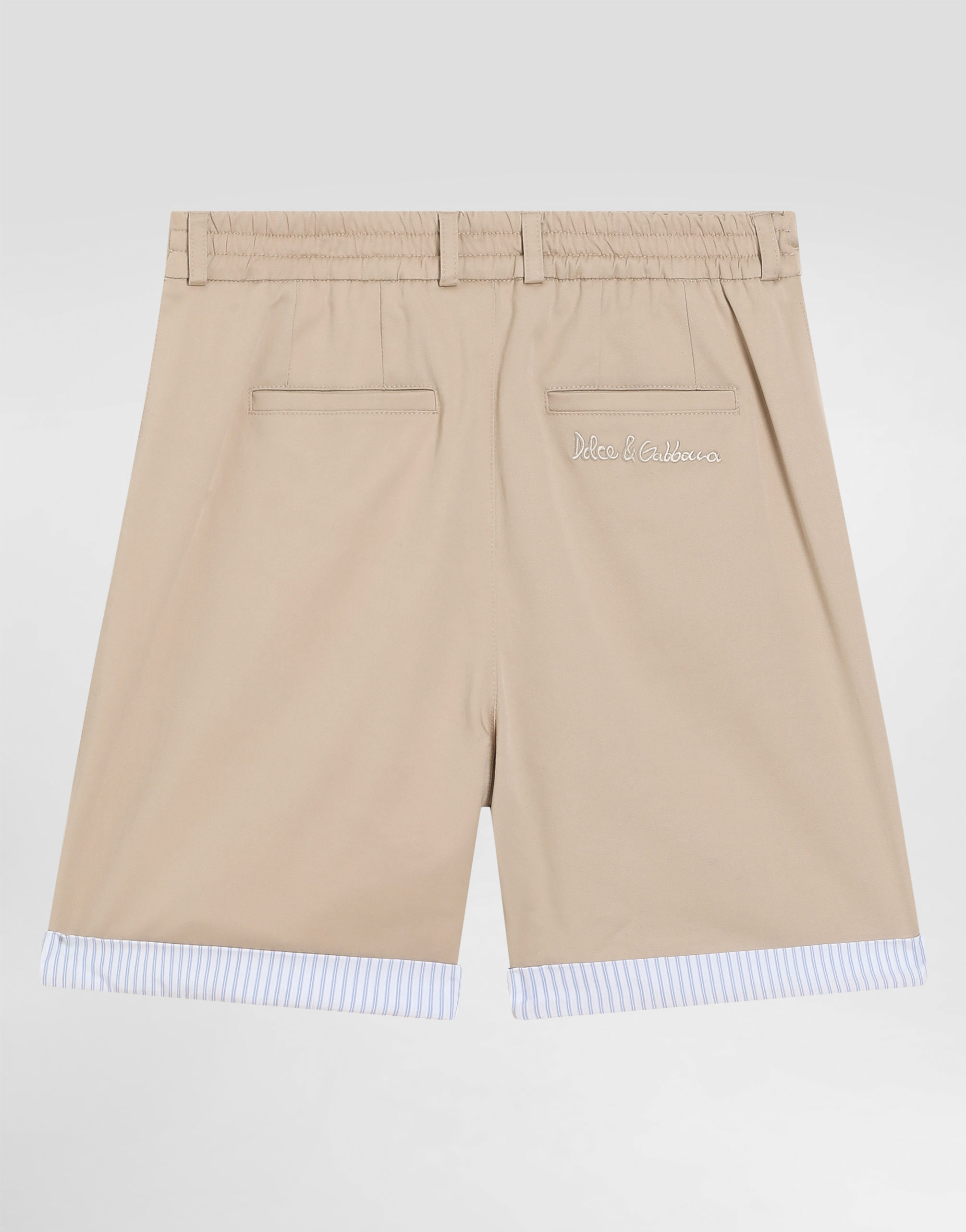 Dolce & Gabbana Gabardine Shorts With Dolce&gabbana Logo In Beige