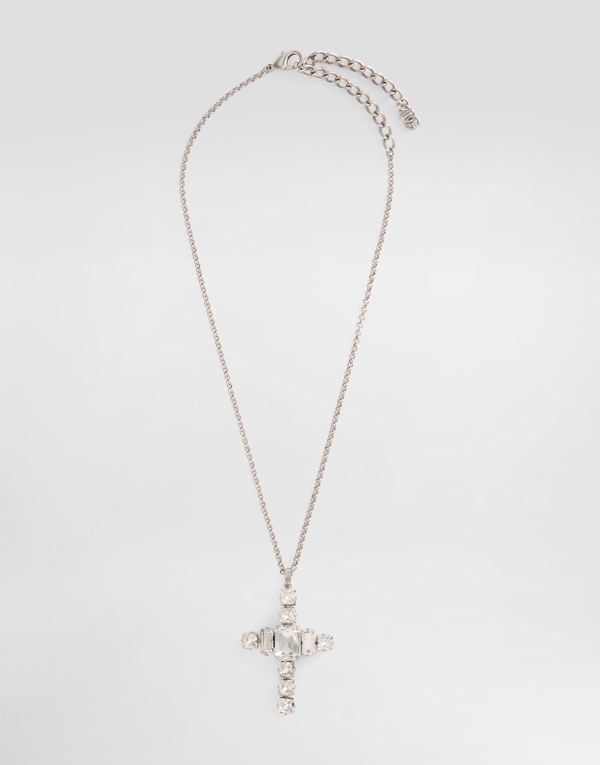 Dolce & Gabbana Cross Necklace With Rhinestones - Woman Bijoux Silver Metal Onesize