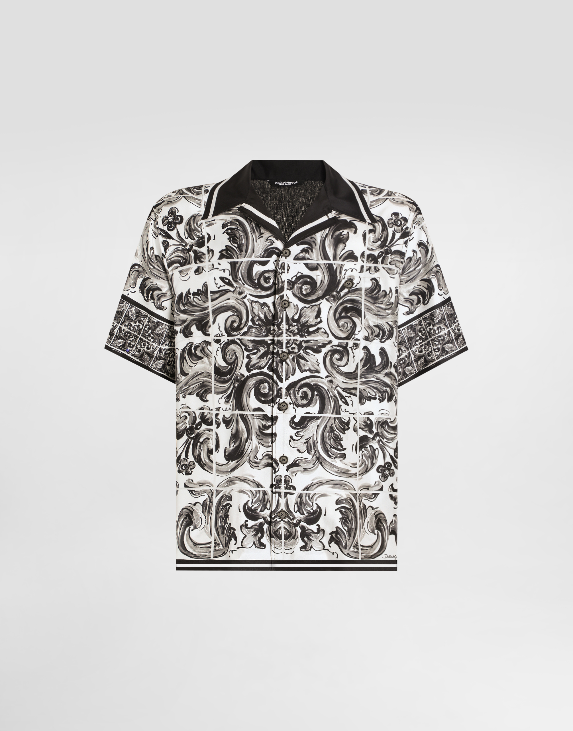 Dolce & Gabbana Printed Silk And Cotton Denim Shirt - Man Denim Multi-colored