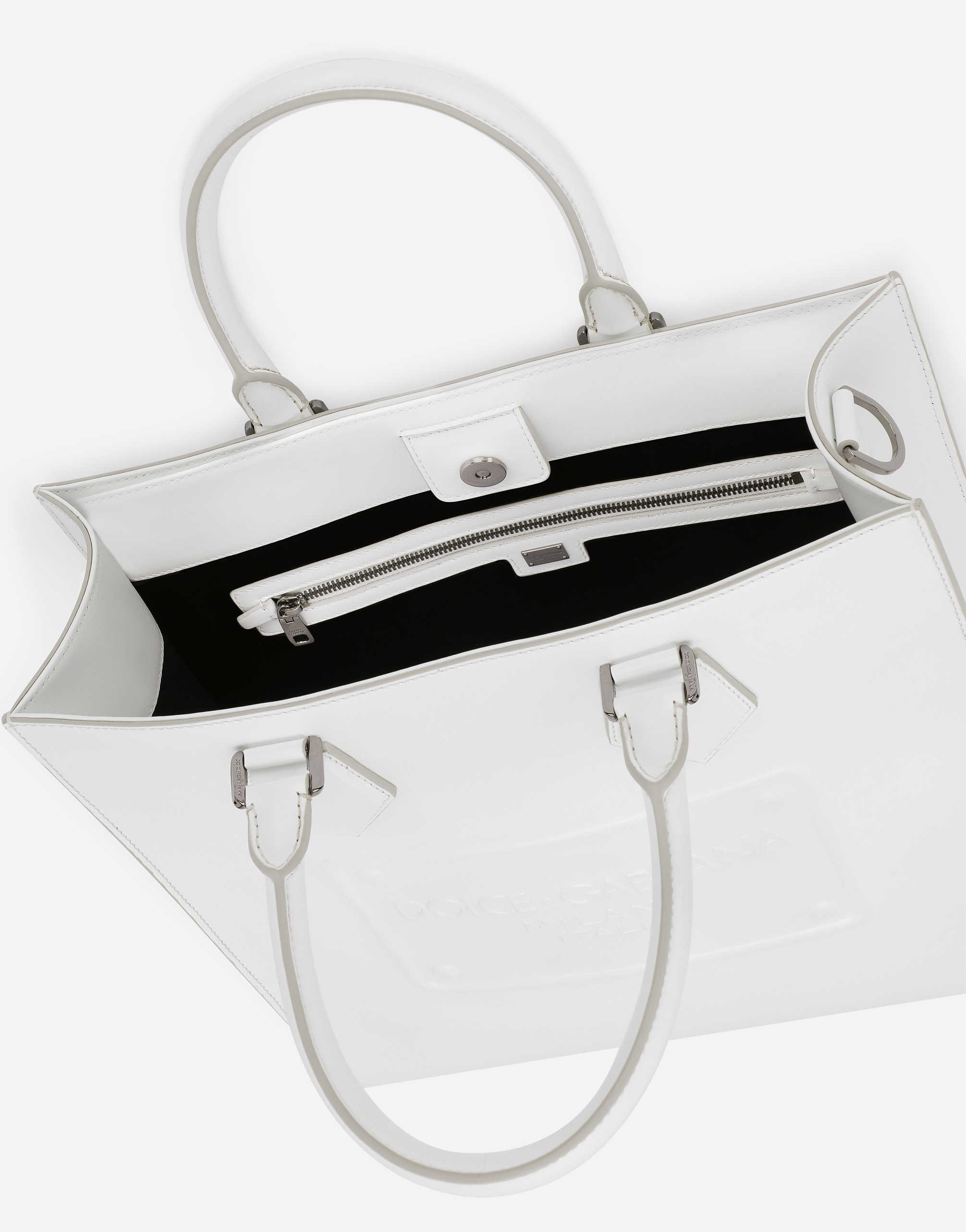 DOLCE & GABBANA CALFSKIN TOTE BAG WITH RAISED LOGO