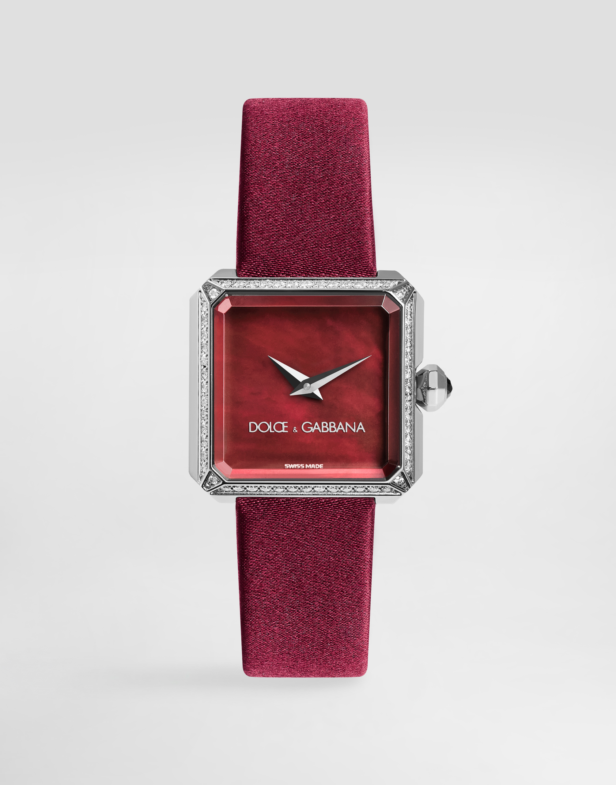 Sofia Watch In Steel And Colorless Diamonds Bordeaux