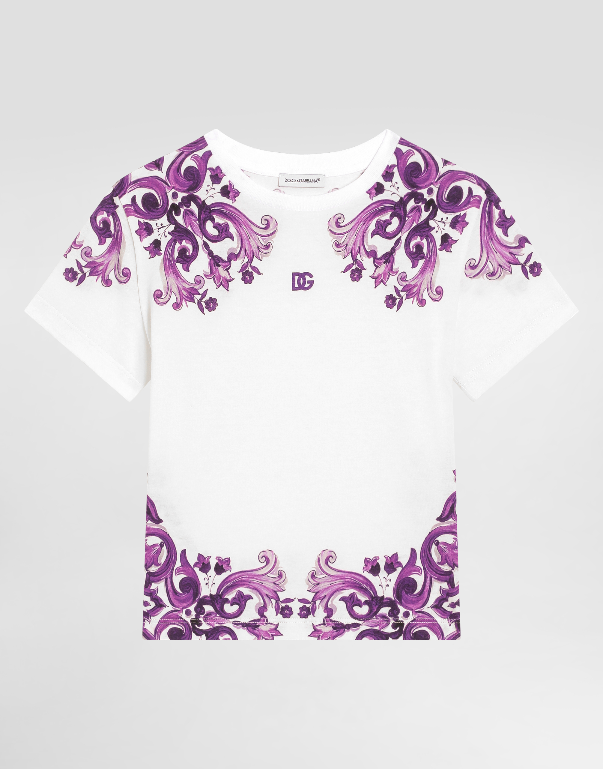 関税送料込み DOLCE & GABBANA マヨリカプリント Tシャツ マルチカラーのメンズ マヨリカプリント ショートスリーブ T