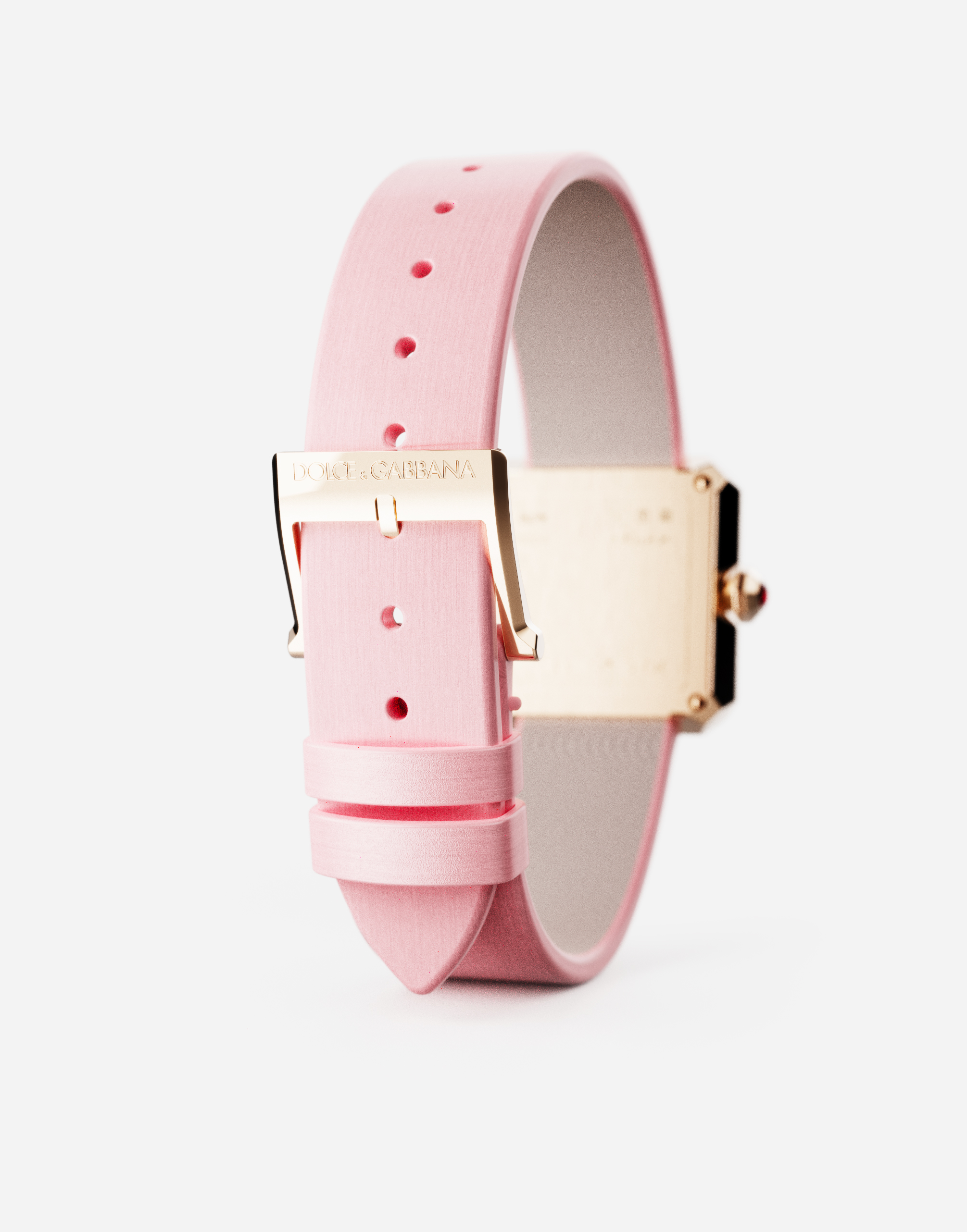 Shop Dolce & Gabbana Gold Watch With Silk Strap In Pink