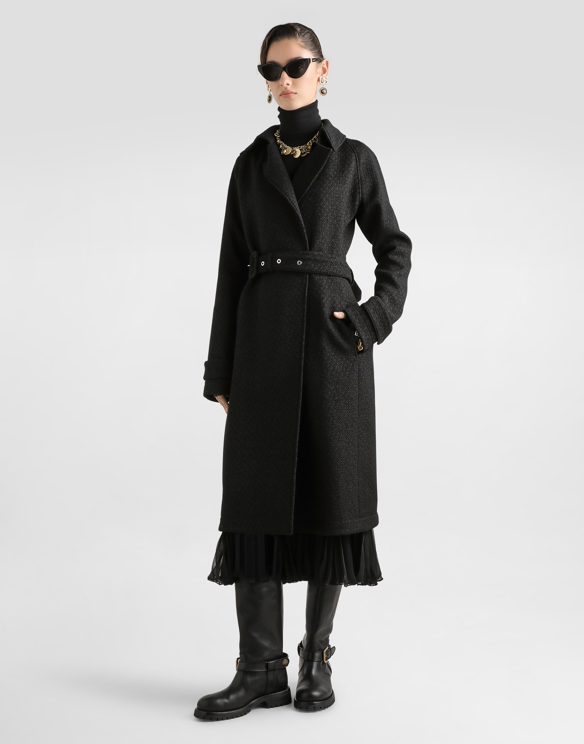 Long pleated chiffon skirt