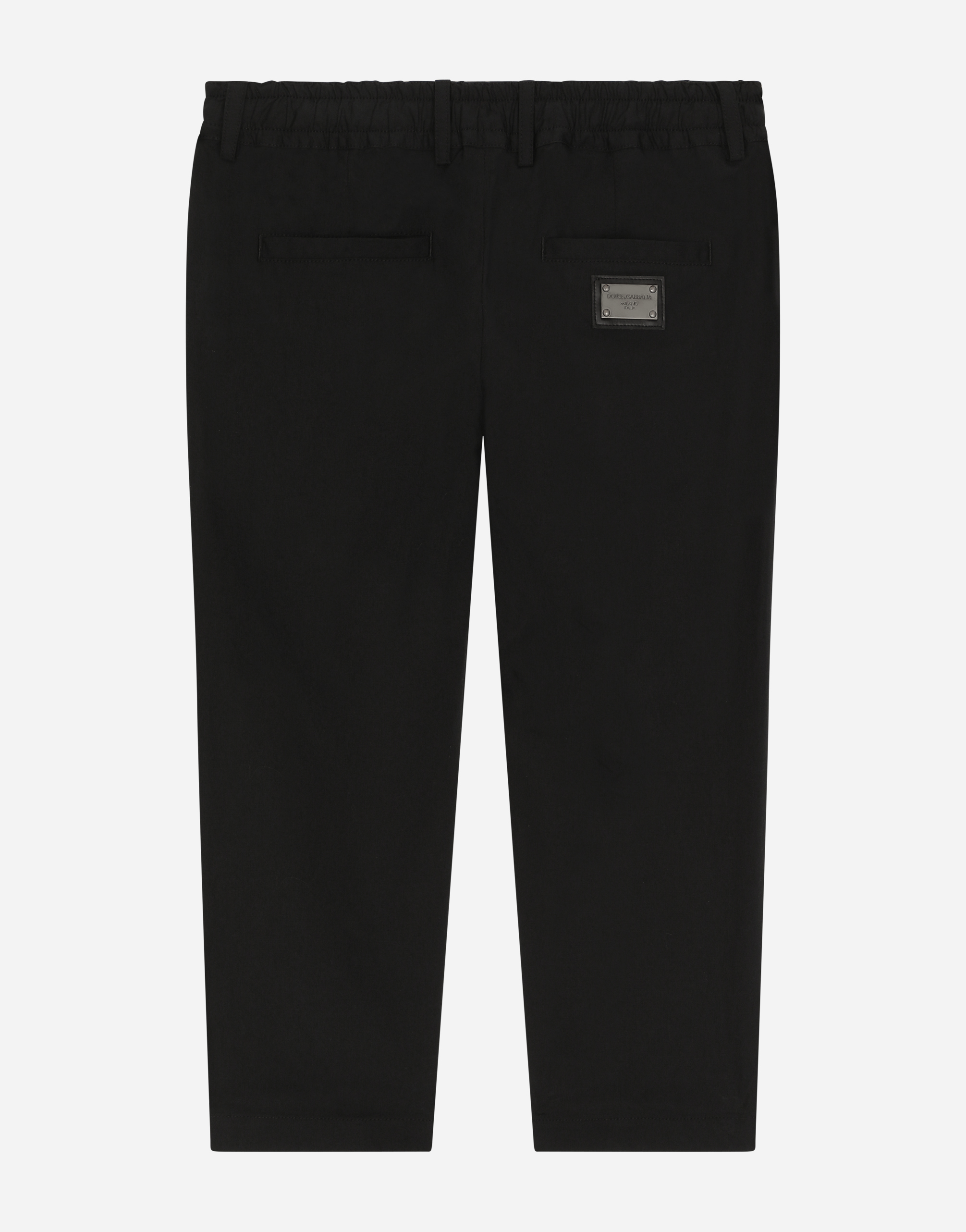 Dolce & Gabbana Stretch Poplin Pants With Logo Tag In Black
