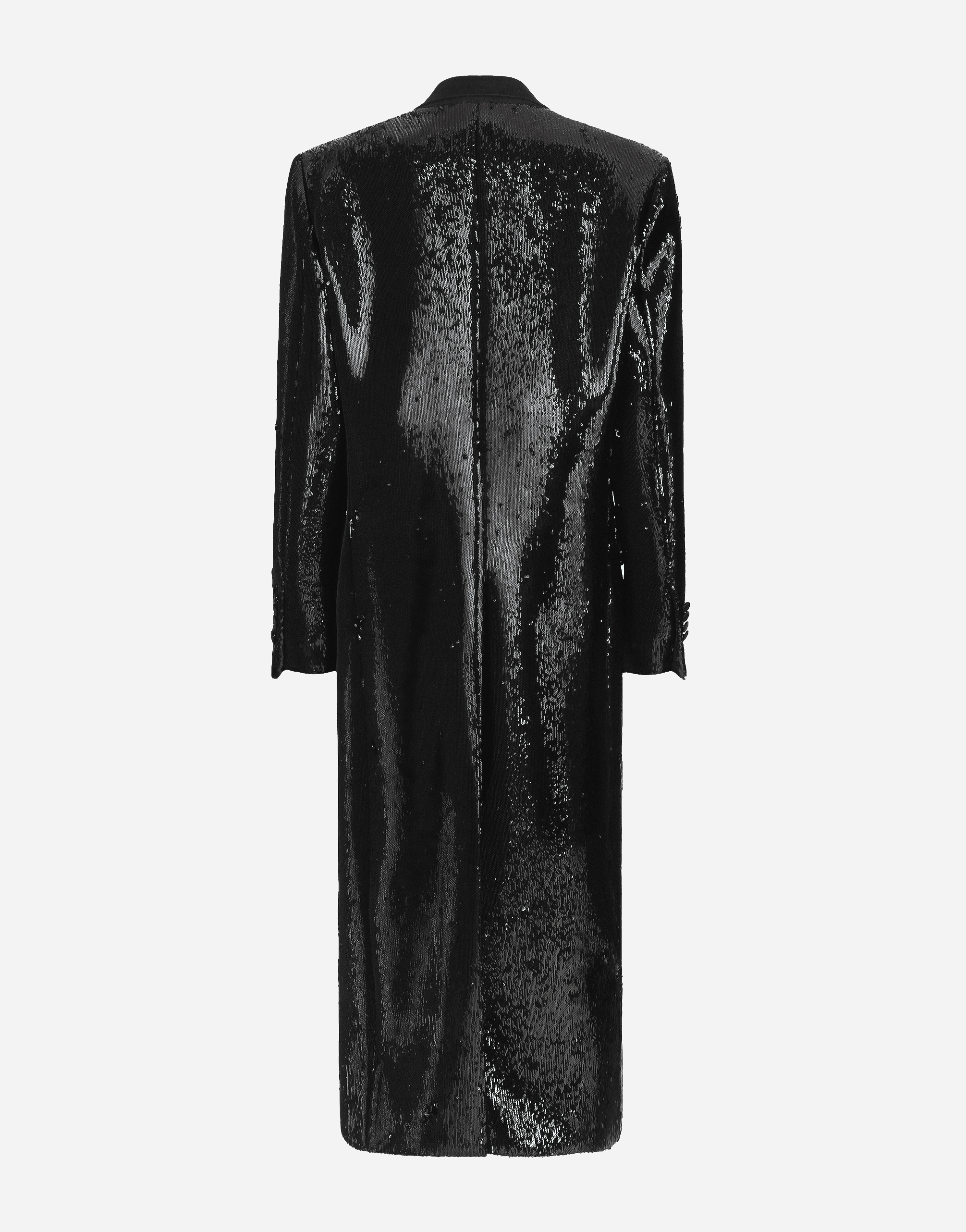 Dolce & Gabbana Micro-sequined Double-breasted Coat In Black