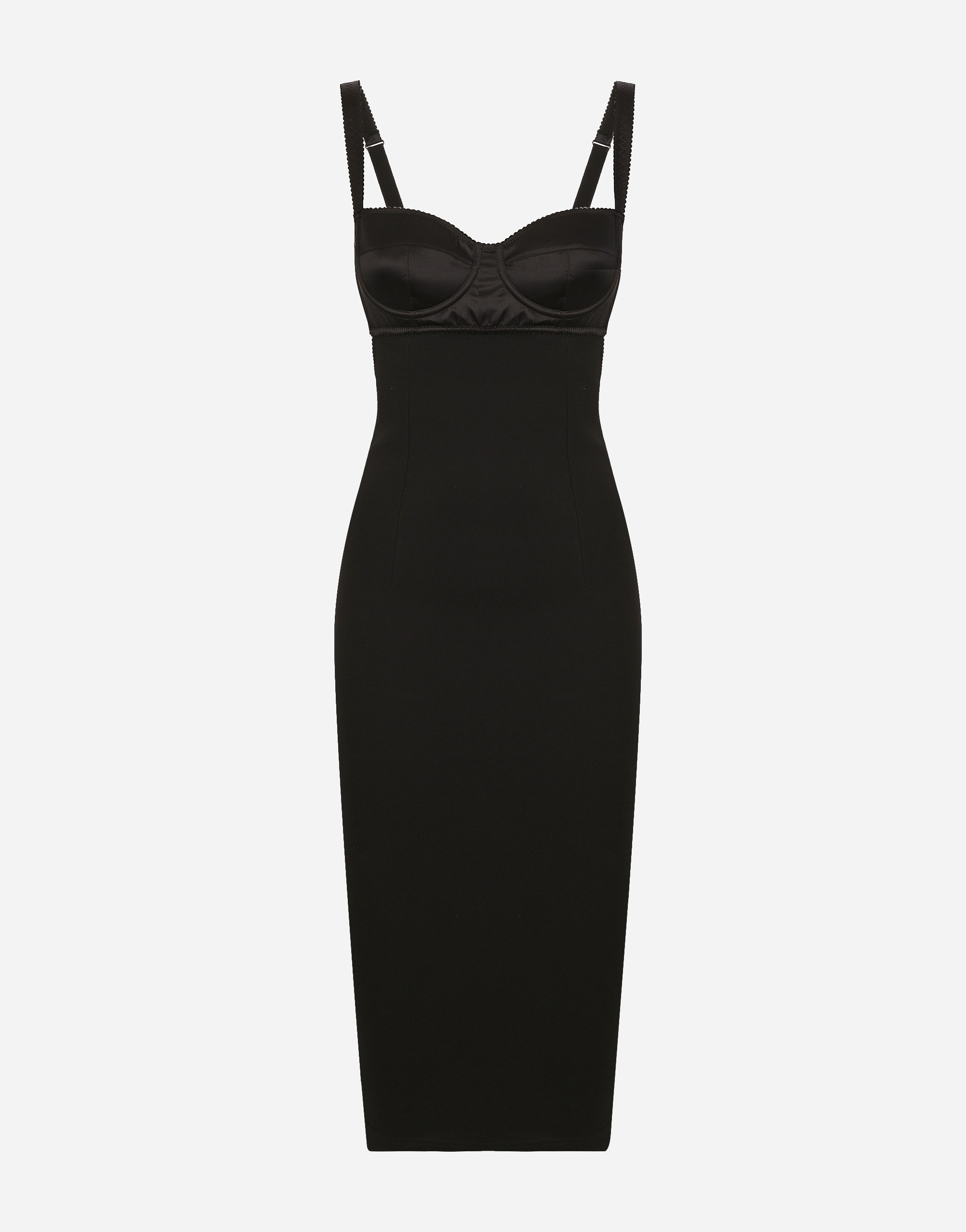 Dolce & Gabbana Jersey Midi Dress With Corset-style Bra Top - Woman Dresses Black Viscose