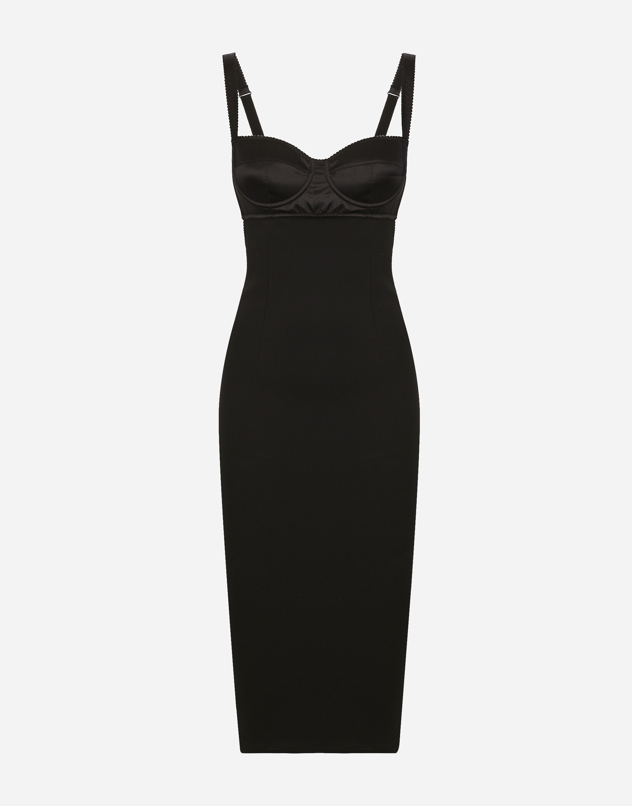 Dolce & Gabbana Jersey Midi Dress With Corset-style Bra Top In Black