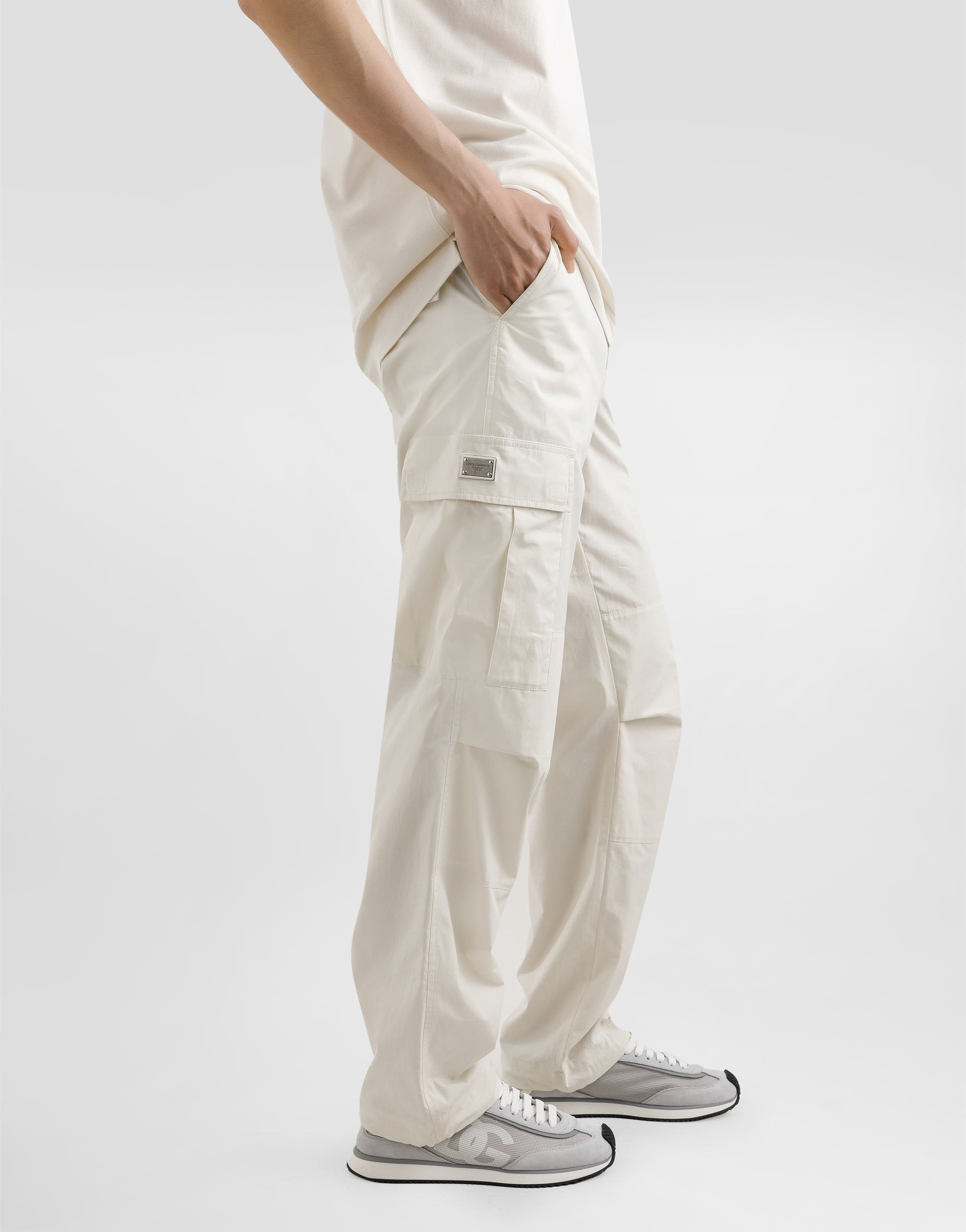 Dolce & Gabbana Cotton Cargo Pants In Beige