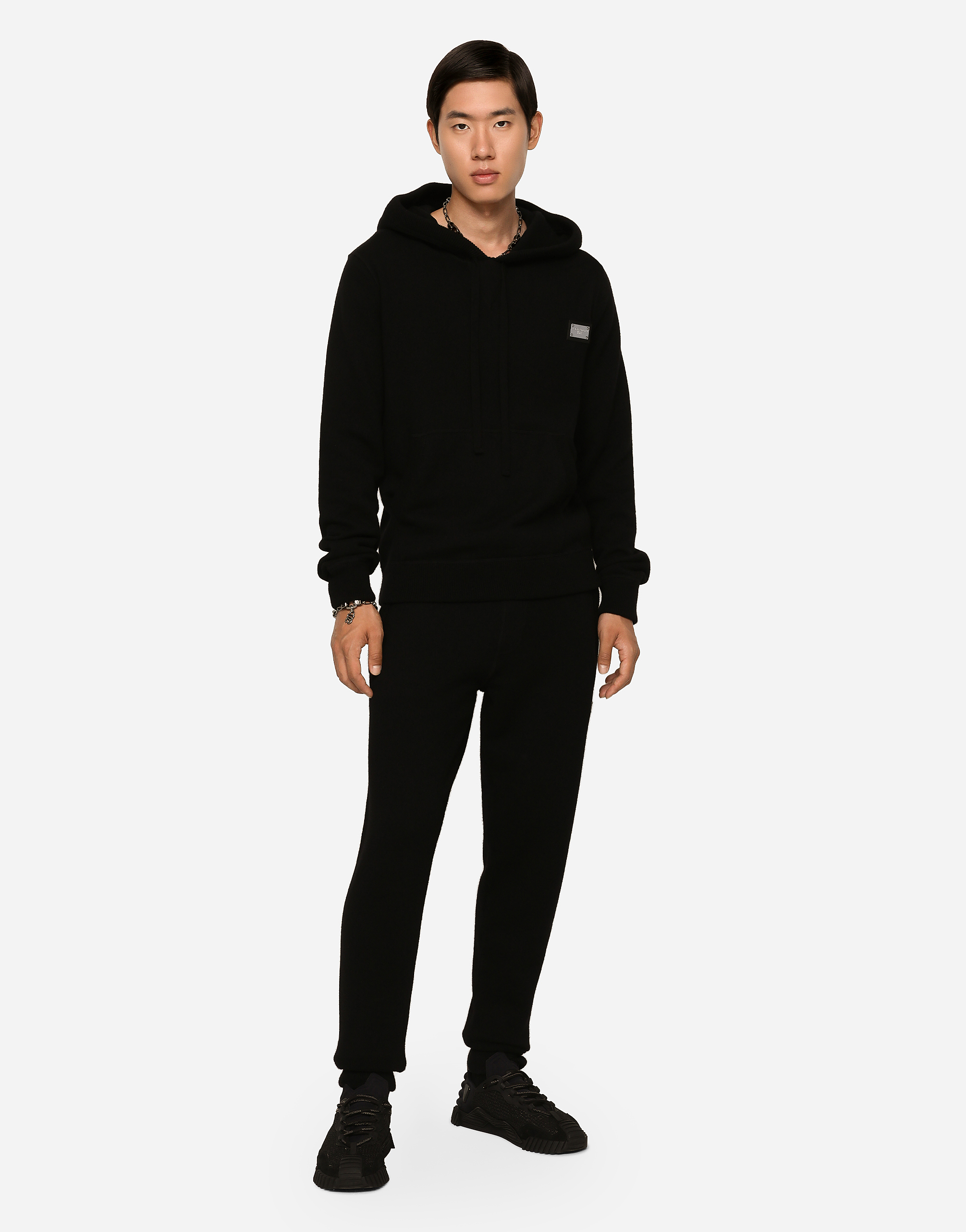 Shop Dolce & Gabbana Wool And Cashmere Hooded Sweater In Black