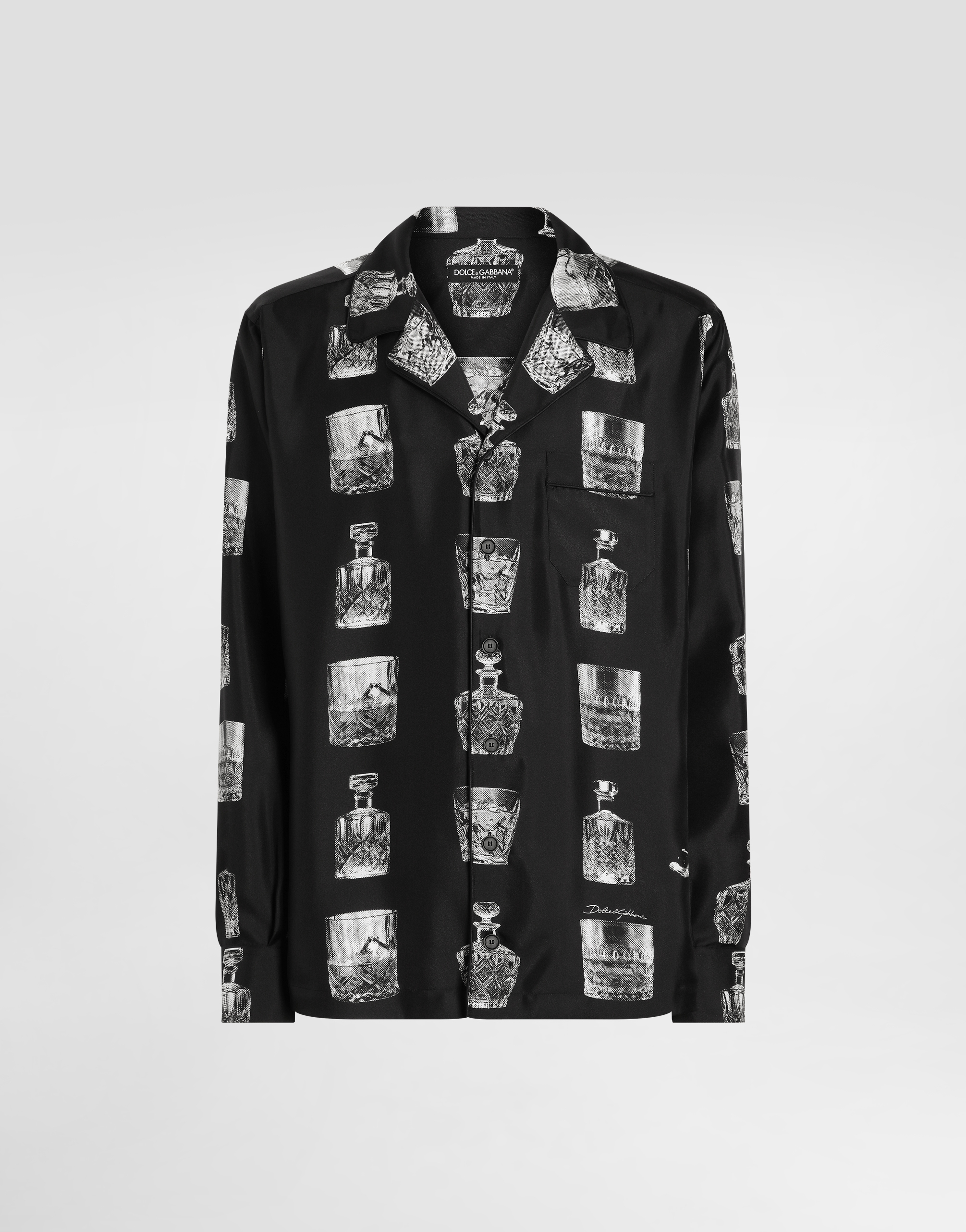 Dolce & Gabbana Dolce&gabbana Liquor Print Silk Twill Camp Shirt In Print