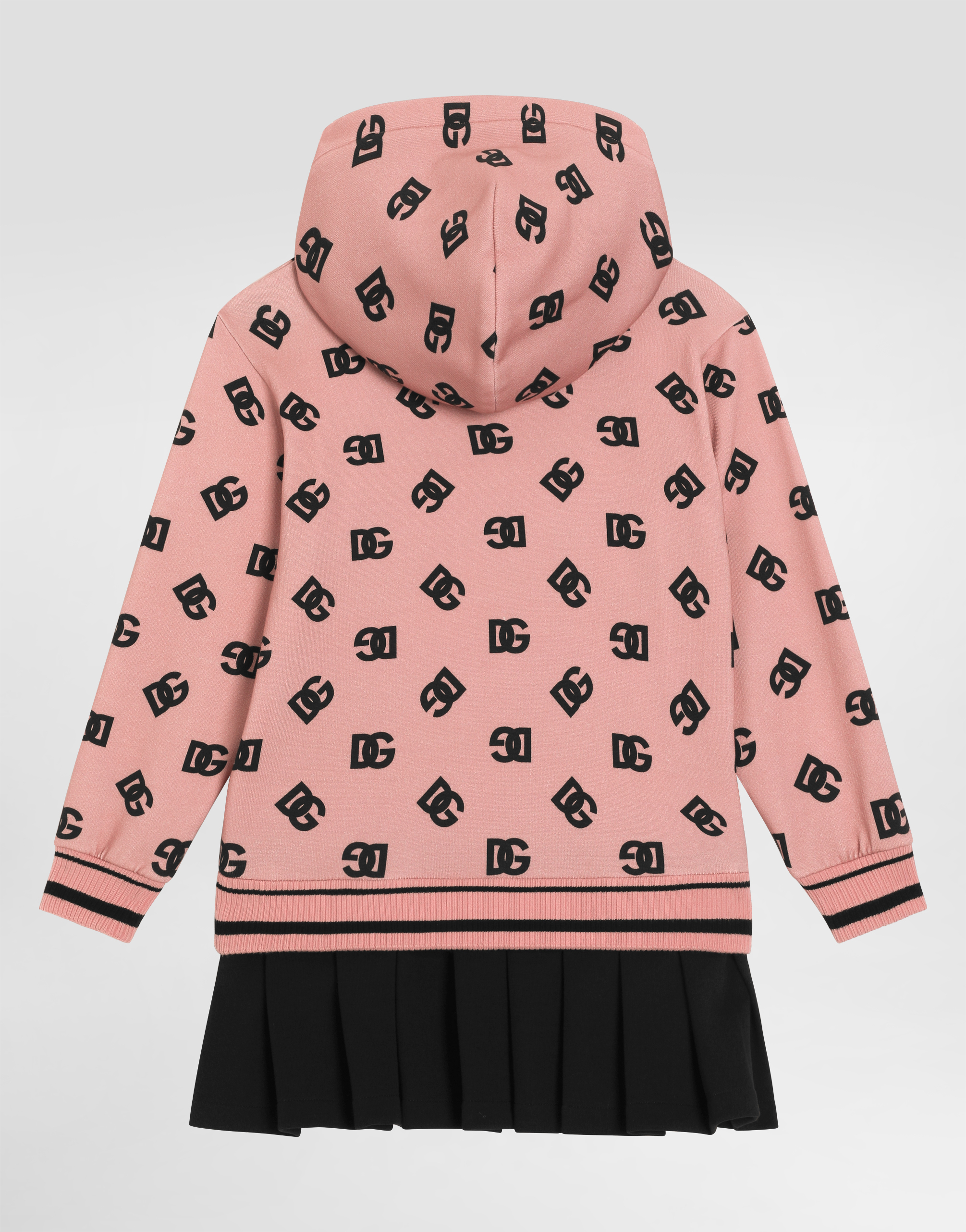 Dolce & Gabbana Interlock Fleece Dress With Dg Logo Print In Pink
