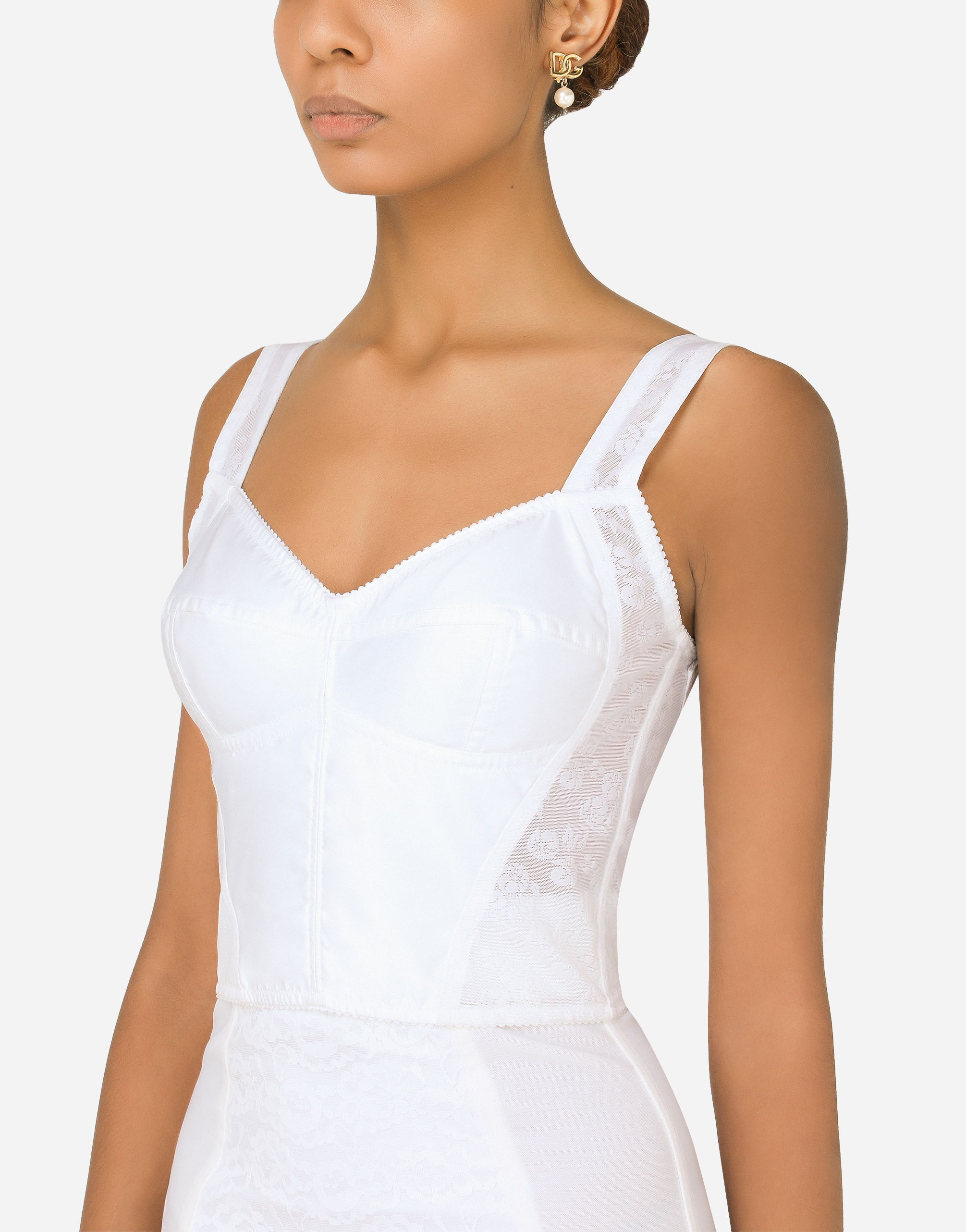 Shop Dolce & Gabbana Corset Top In White