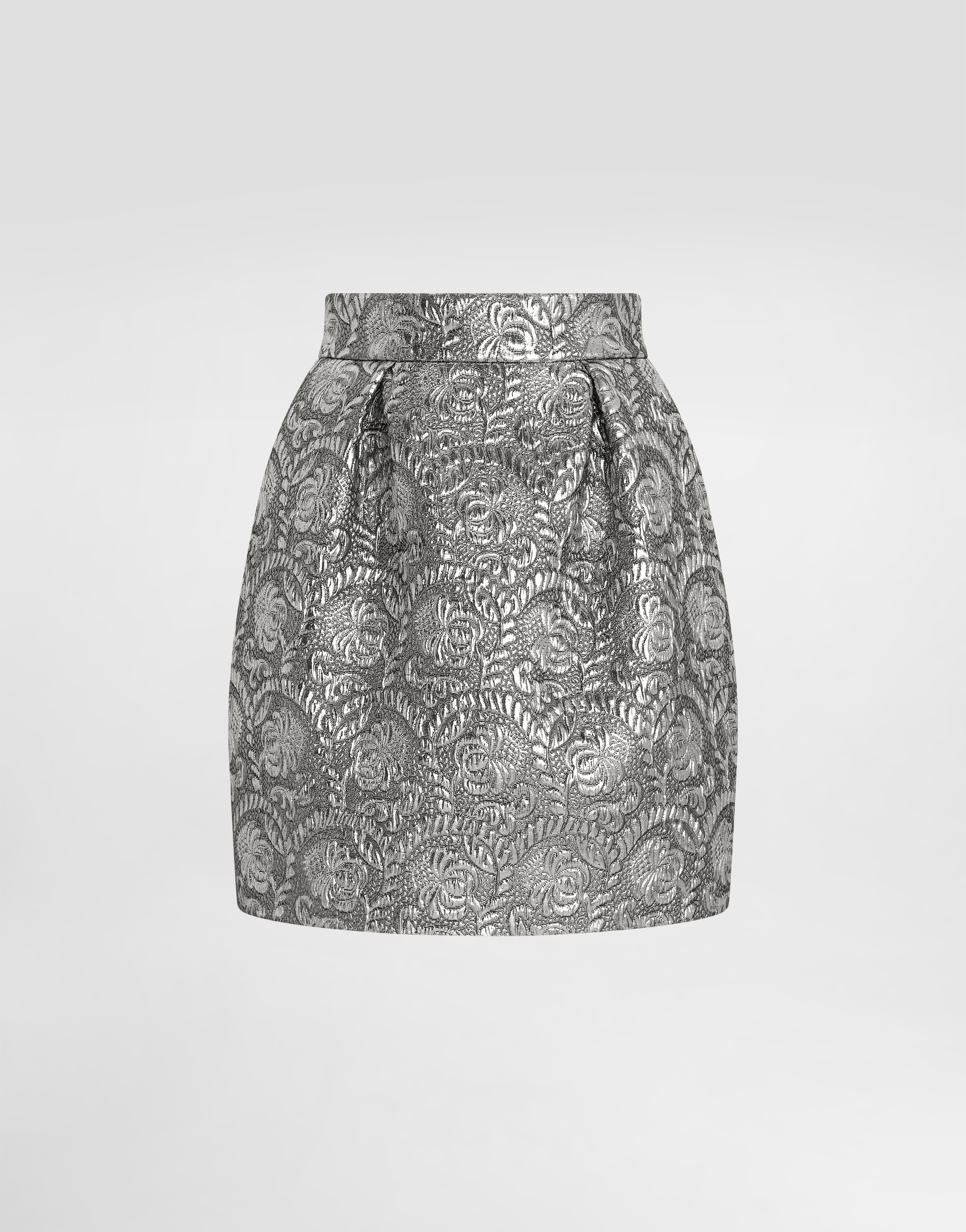 DOLCE & GABBANA FLORAL LAMÉ JACQUARD MINISKIRT