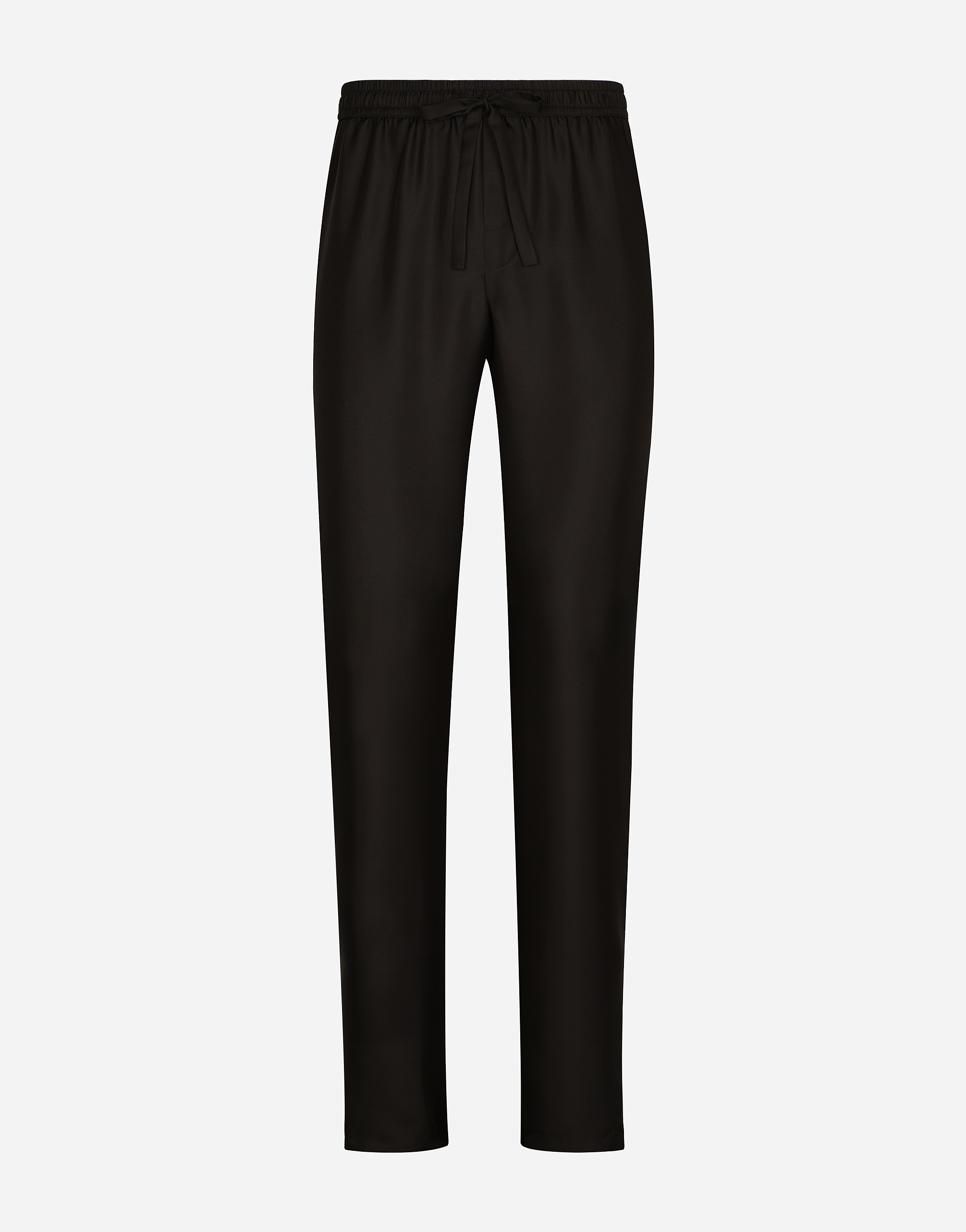 Dolce & Gabbana Silk Jogging Pants With Dg Embroidered Patch In Black