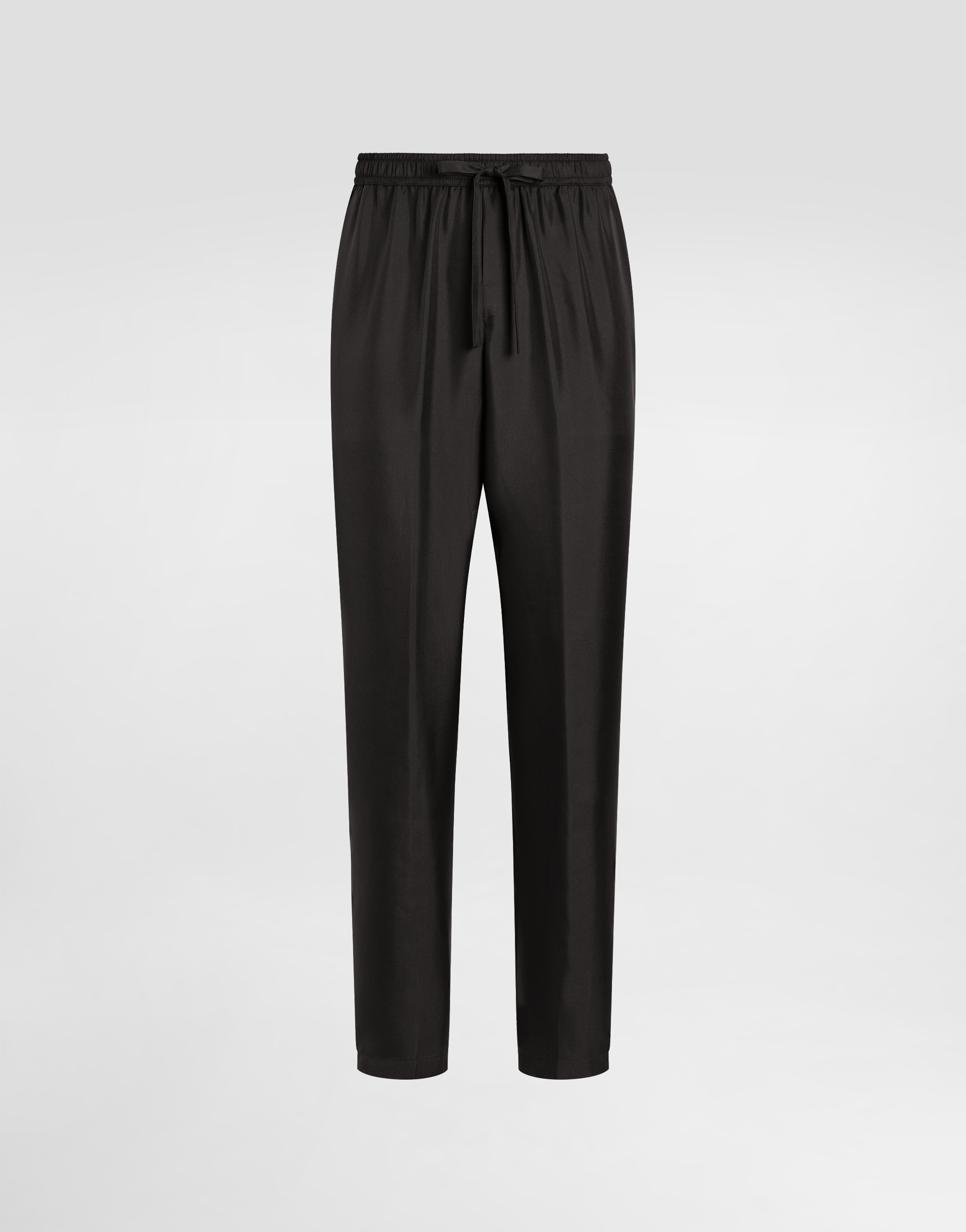 Dolce & Gabbana Silk Jogging Pants With Dg Embroidered Patch In Black