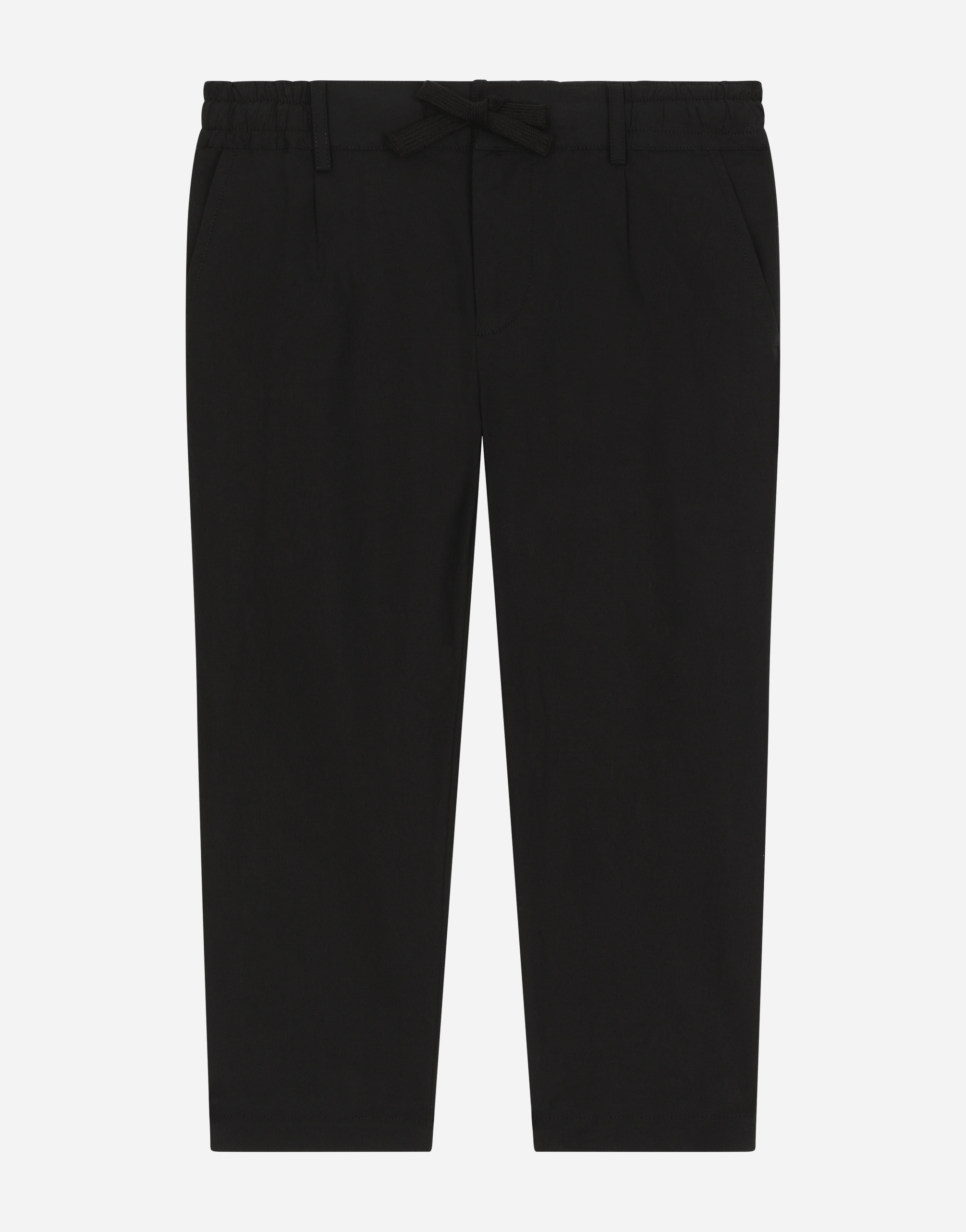 Dolce & Gabbana Kids' Stretch Poplin Pants With Logo Tag In Black