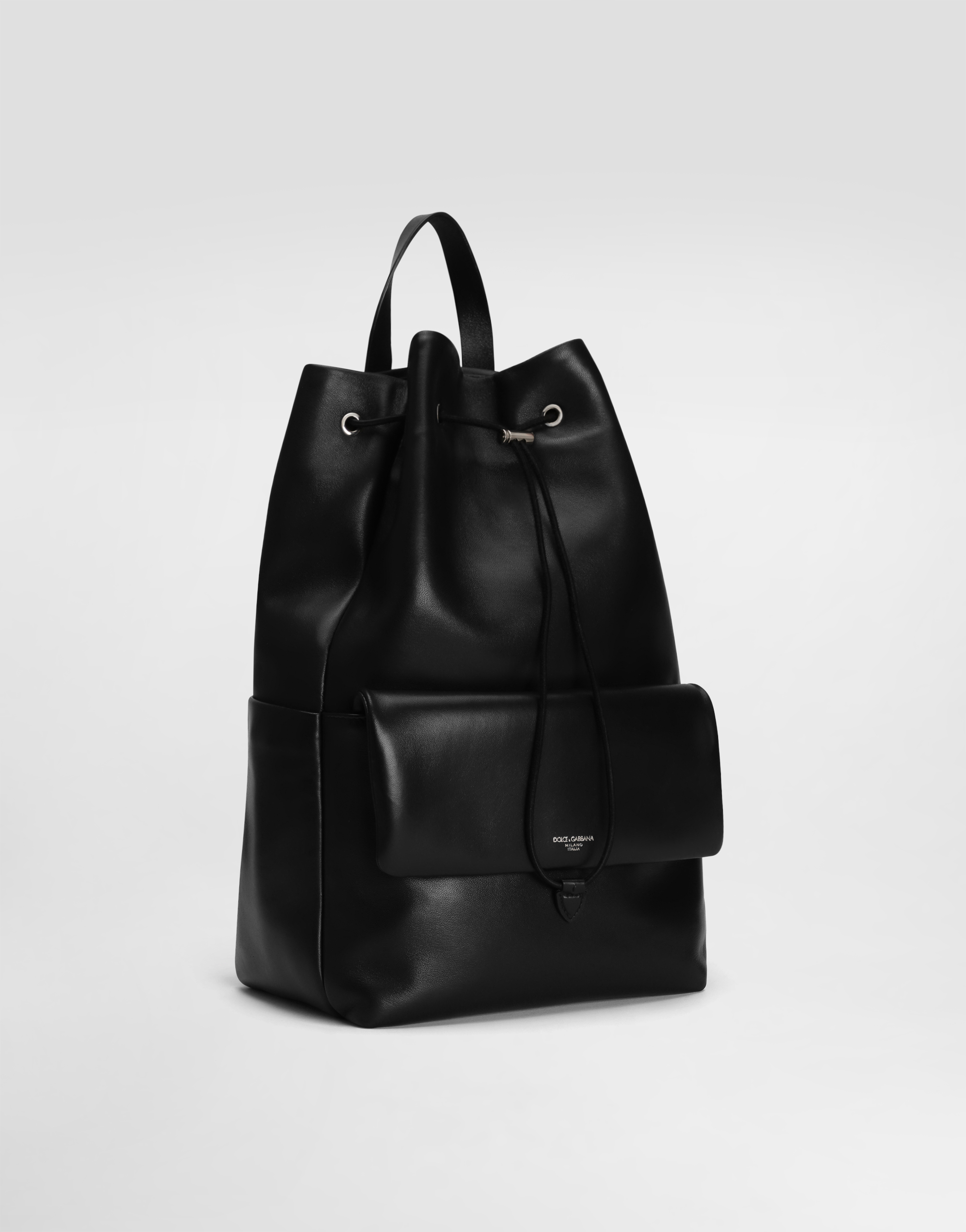  Dolce & Gabbana Dolce & Gabbana Calfskin Nappa Leather Backpack - Man Backpacks And Fanny Packs Black Leather Onesize 
