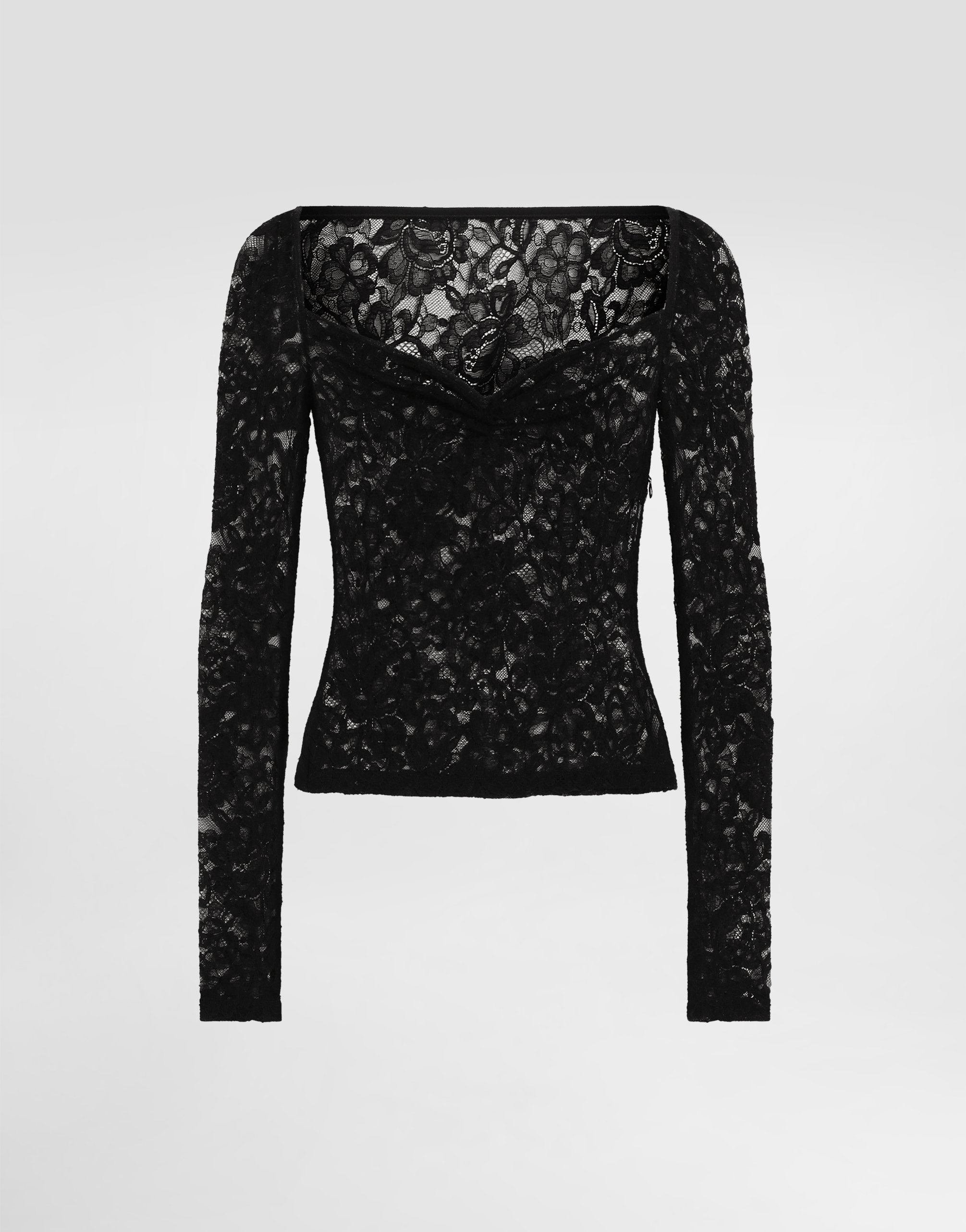 Floral lace top with a sweetheart neckline